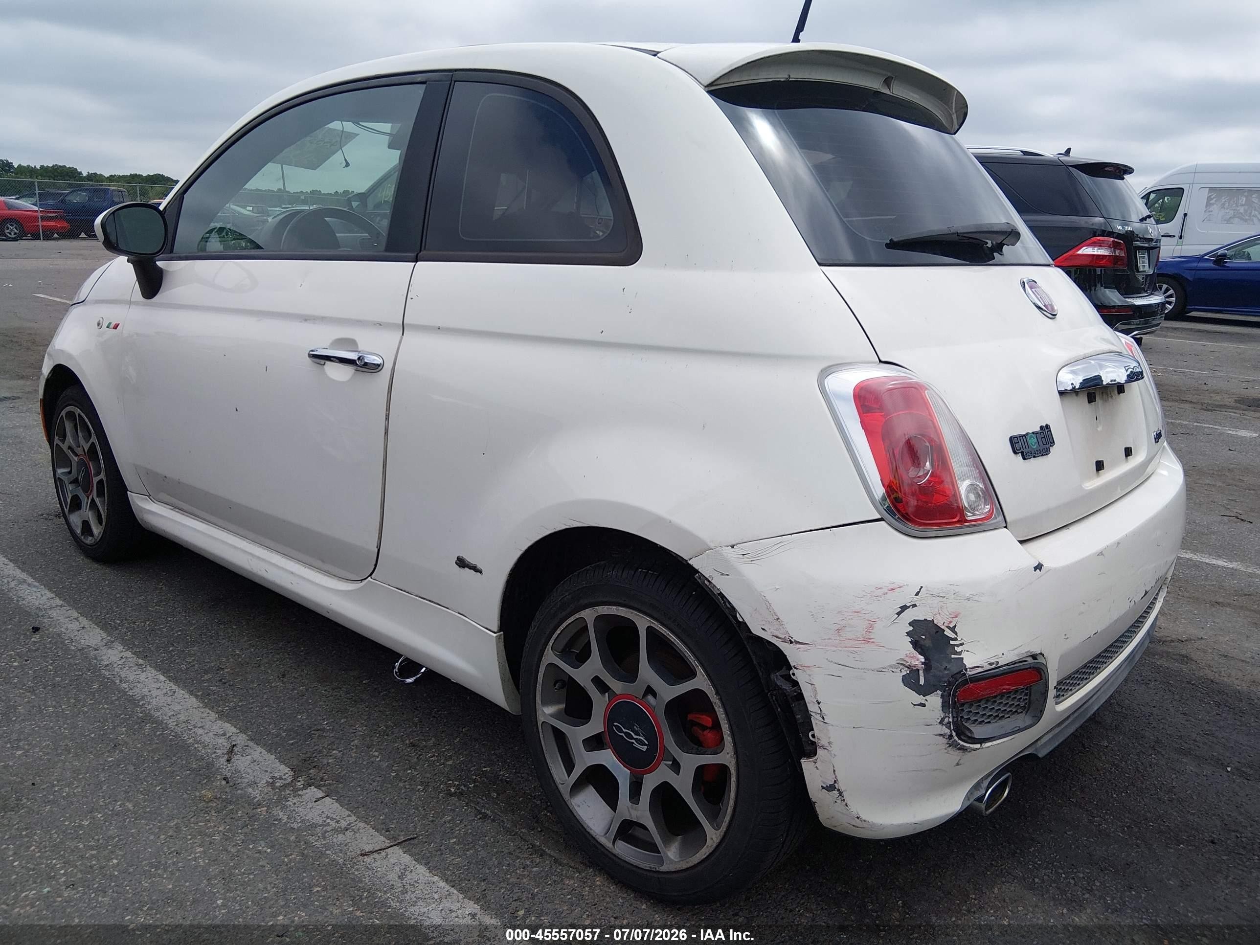 2012 Fiat 500 Sport White vin: 3C3CFFBR4CT253991