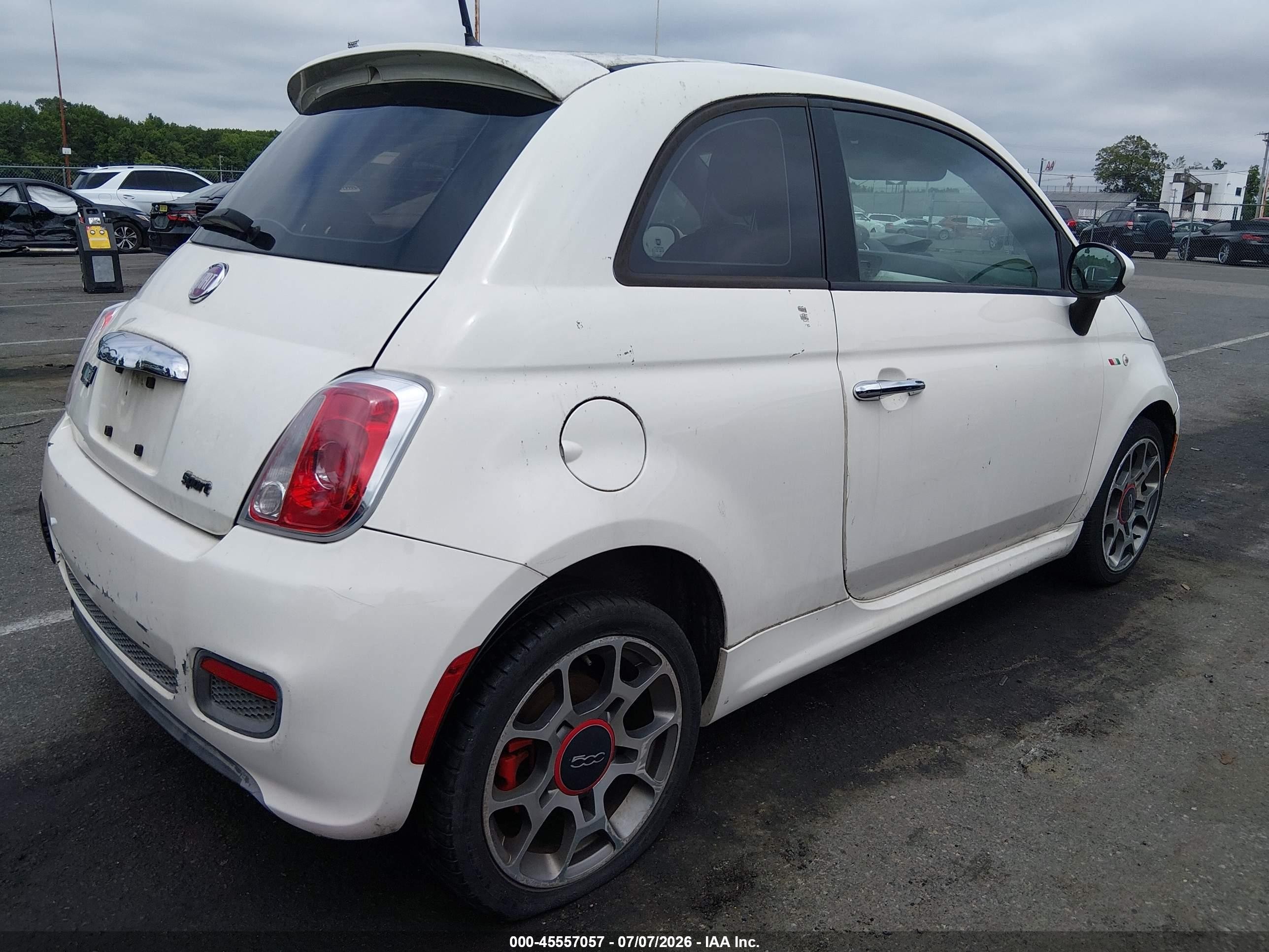 2012 Fiat 500 Sport White vin: 3C3CFFBR4CT253991