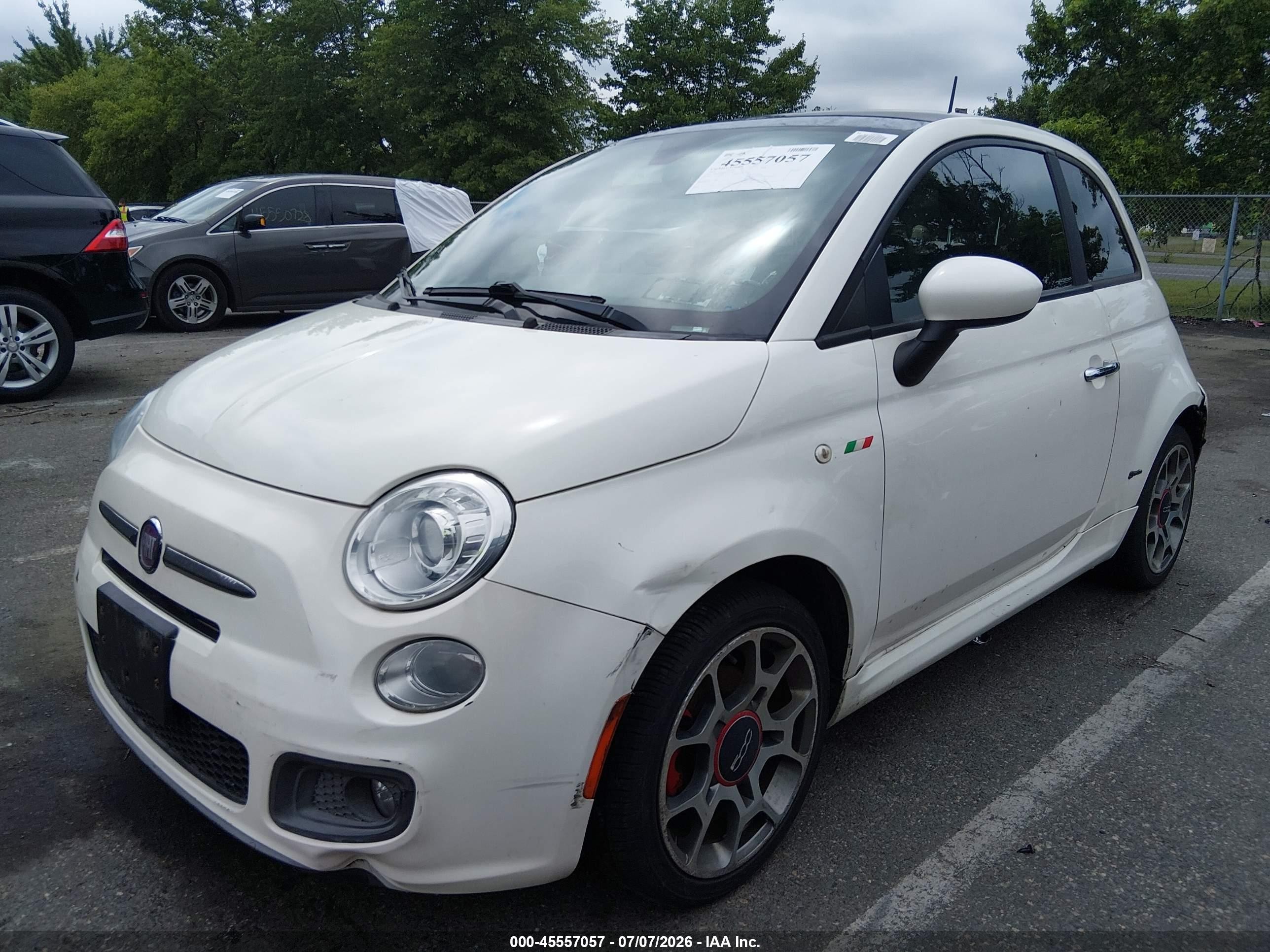 2012 Fiat 500 Sport White vin: 3C3CFFBR4CT253991