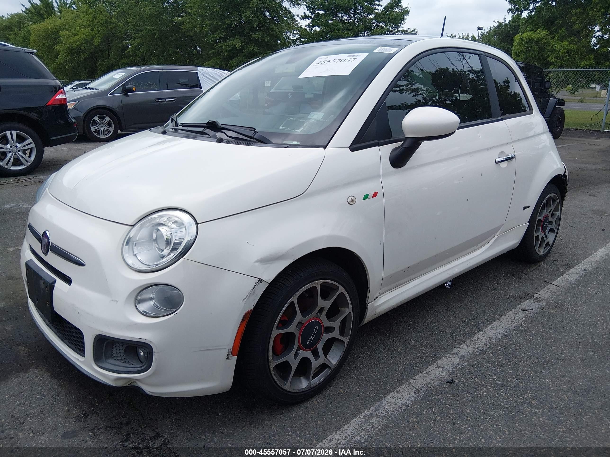 2012 Fiat 500 Sport White vin: 3C3CFFBR4CT253991