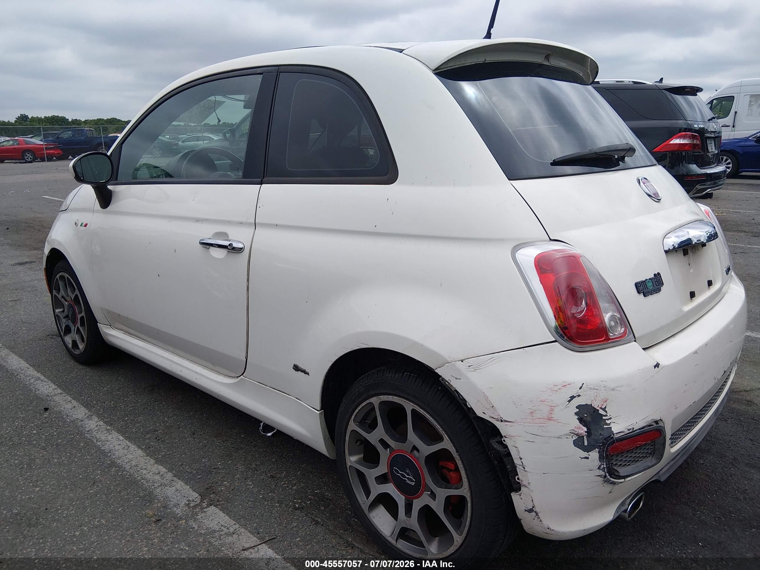 2012 Fiat 500 Sport White vin: 3C3CFFBR4CT253991