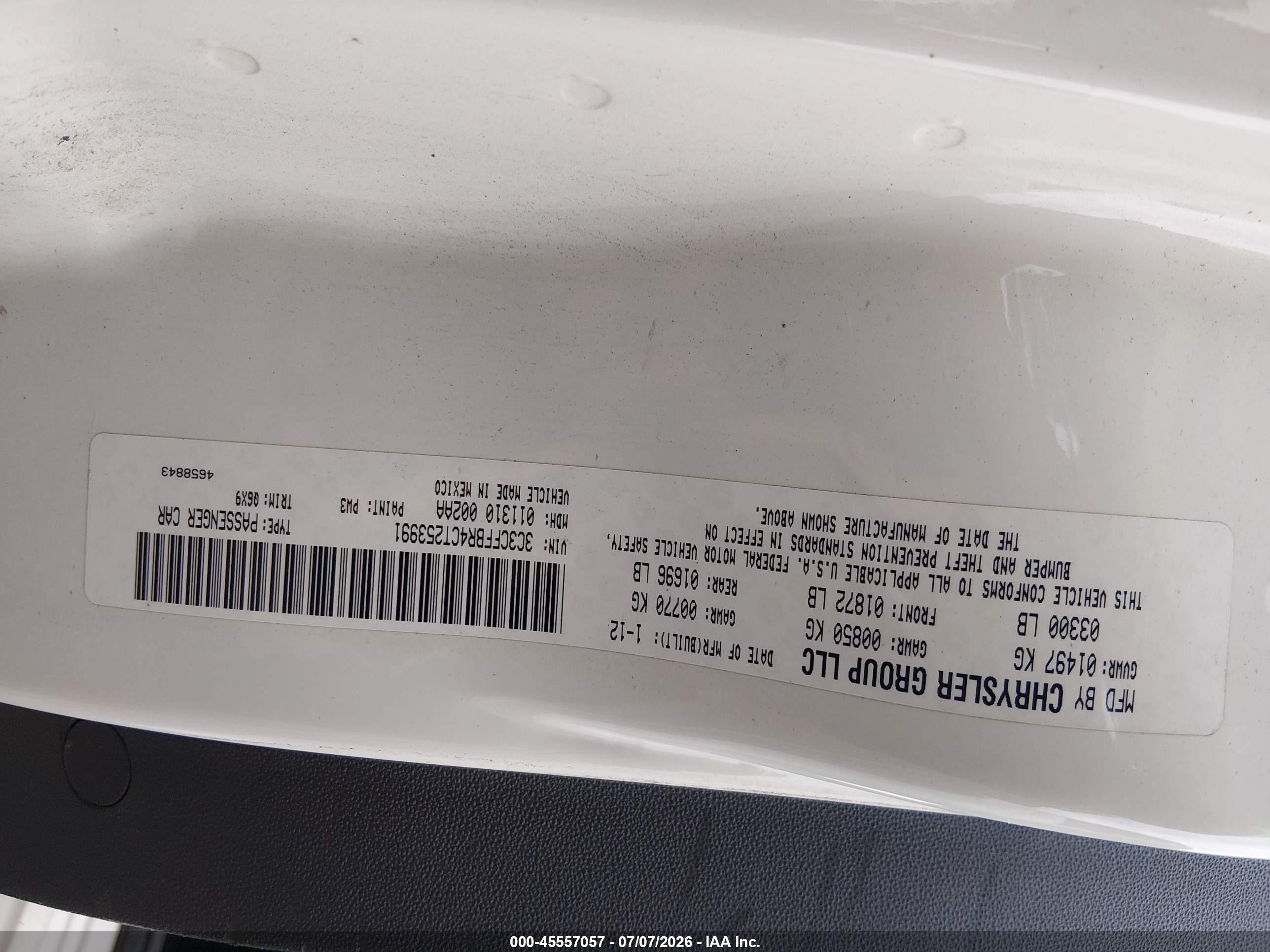2012 Fiat 500 Sport White vin: 3C3CFFBR4CT253991