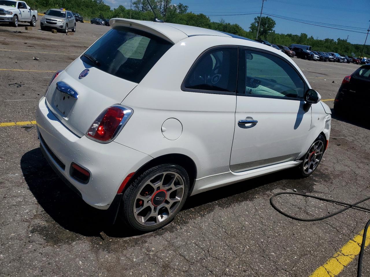 2015 Fiat 500 Sport White vin: 3C3CFFBR4FT509129