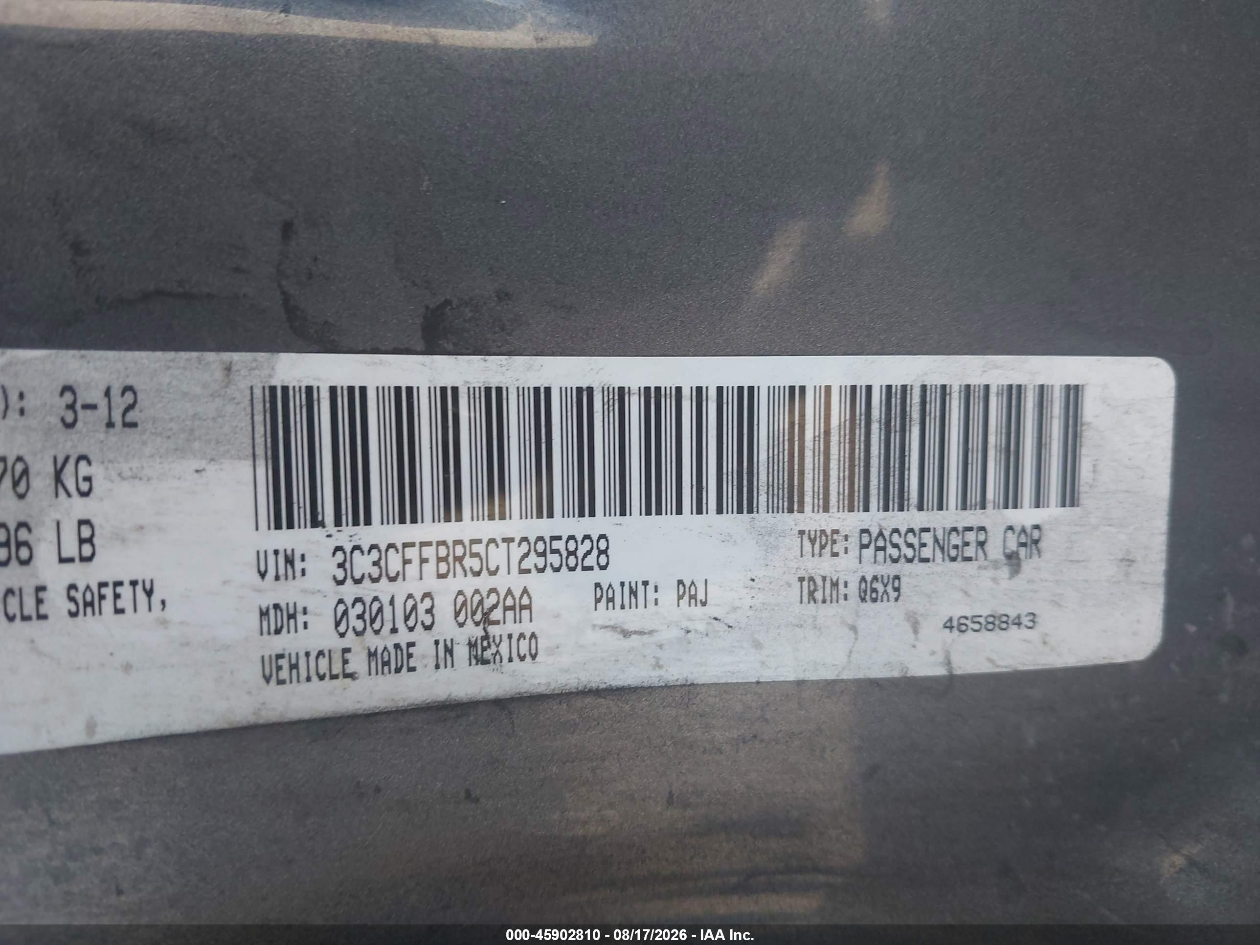 2012 Fiat 500 Sport Gray vin: 3C3CFFBR5CT295828