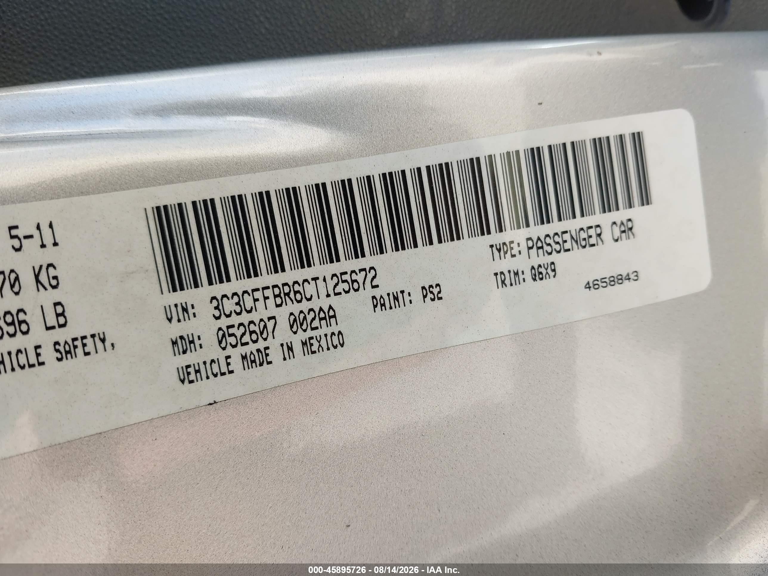 2012 Fiat 500 Sport Серебряный vin: 3C3CFFBR6CT125672