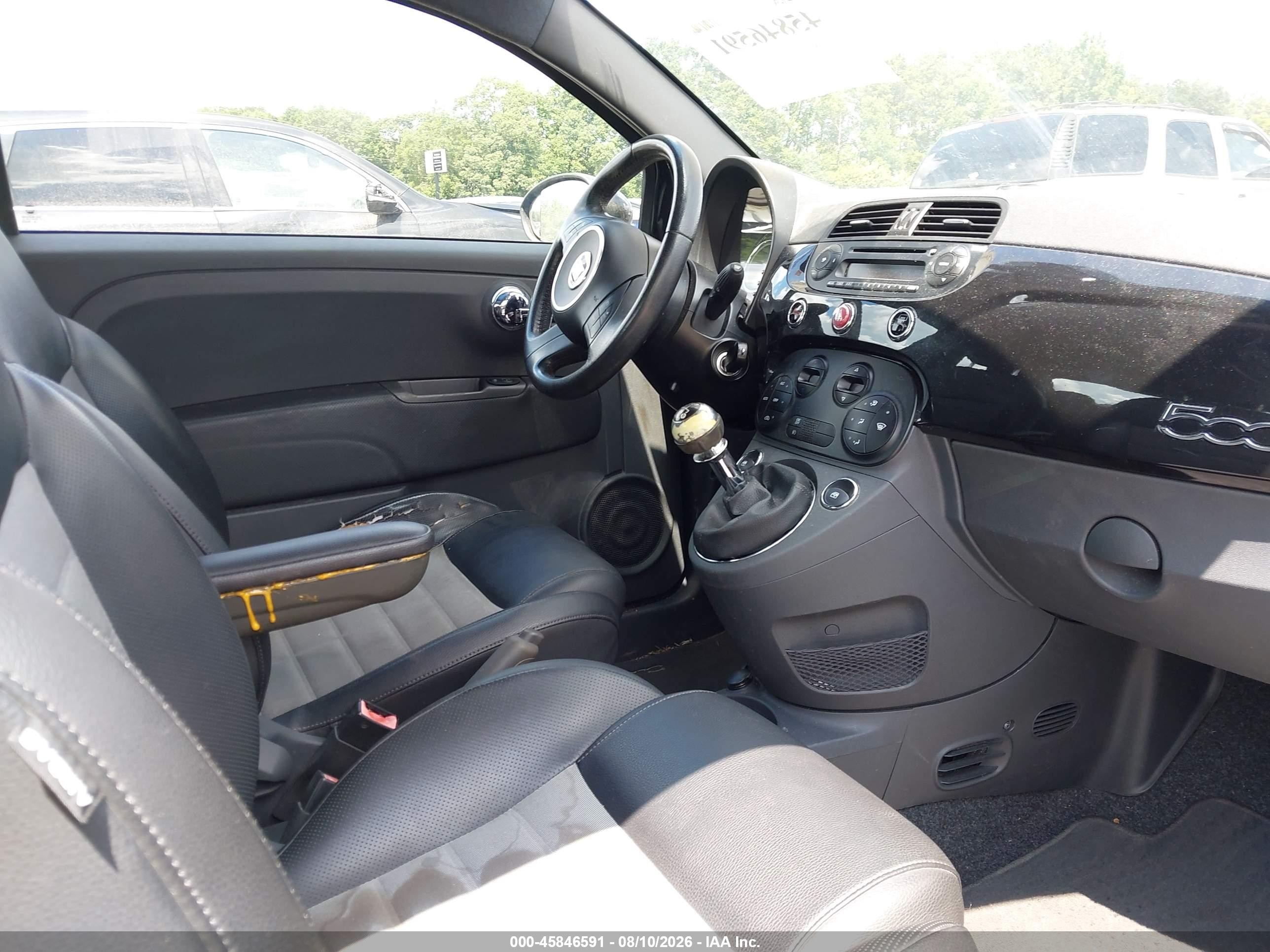 2012 Fiat 500 Sport Black vin: 3C3CFFBR7CT101932