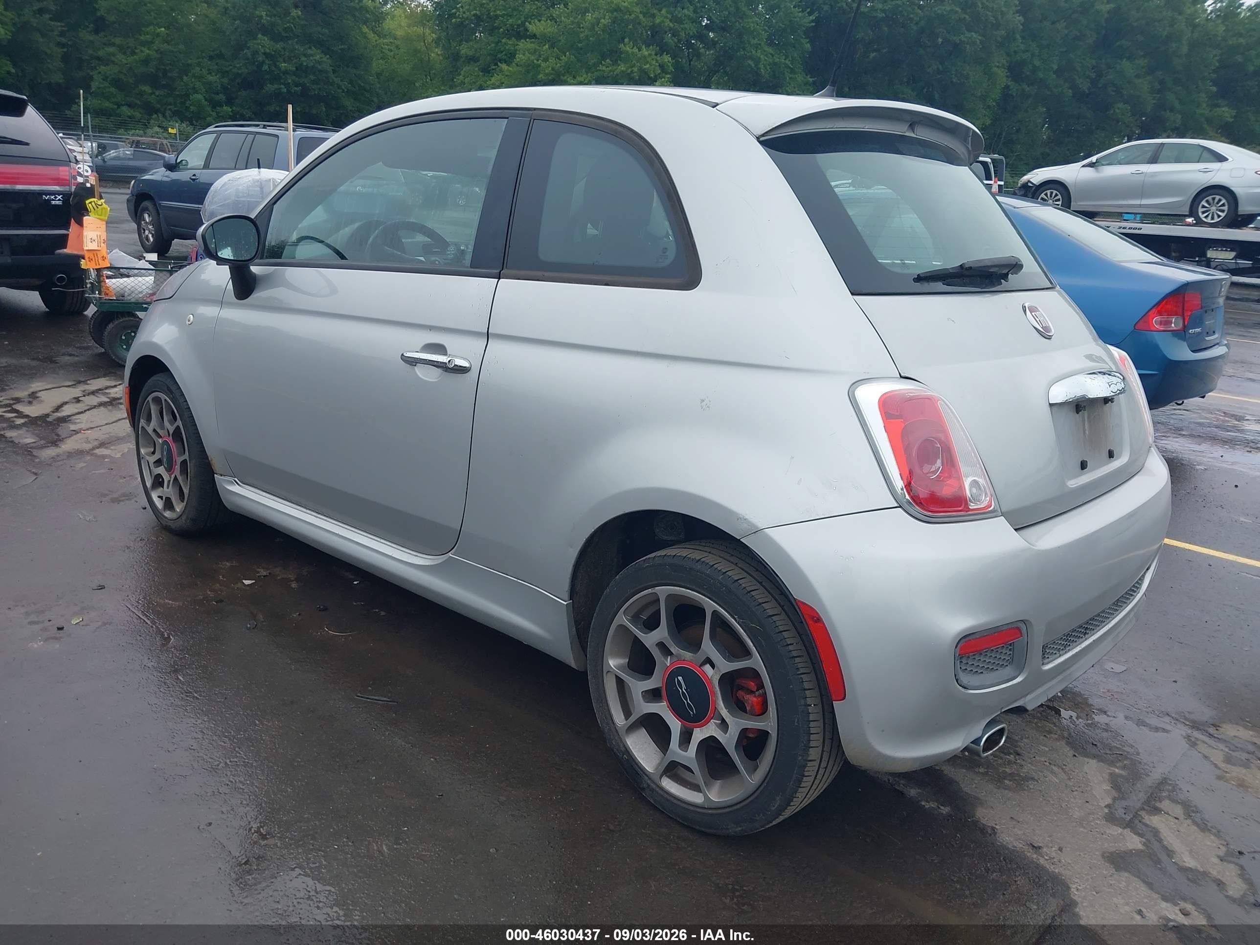 2012 Fiat 500 Sport Silver vin: 3C3CFFBR7CT125955
