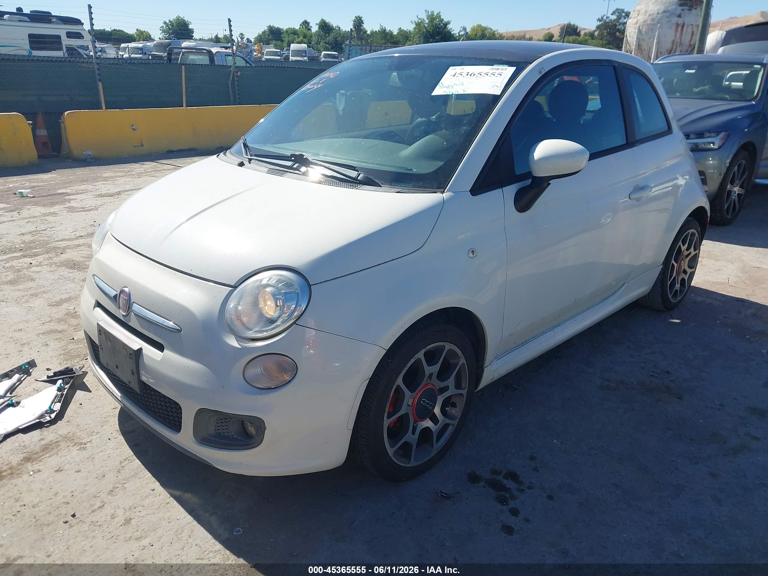 2012 Fiat 500 Sport White vin: 3C3CFFBR7CT313536