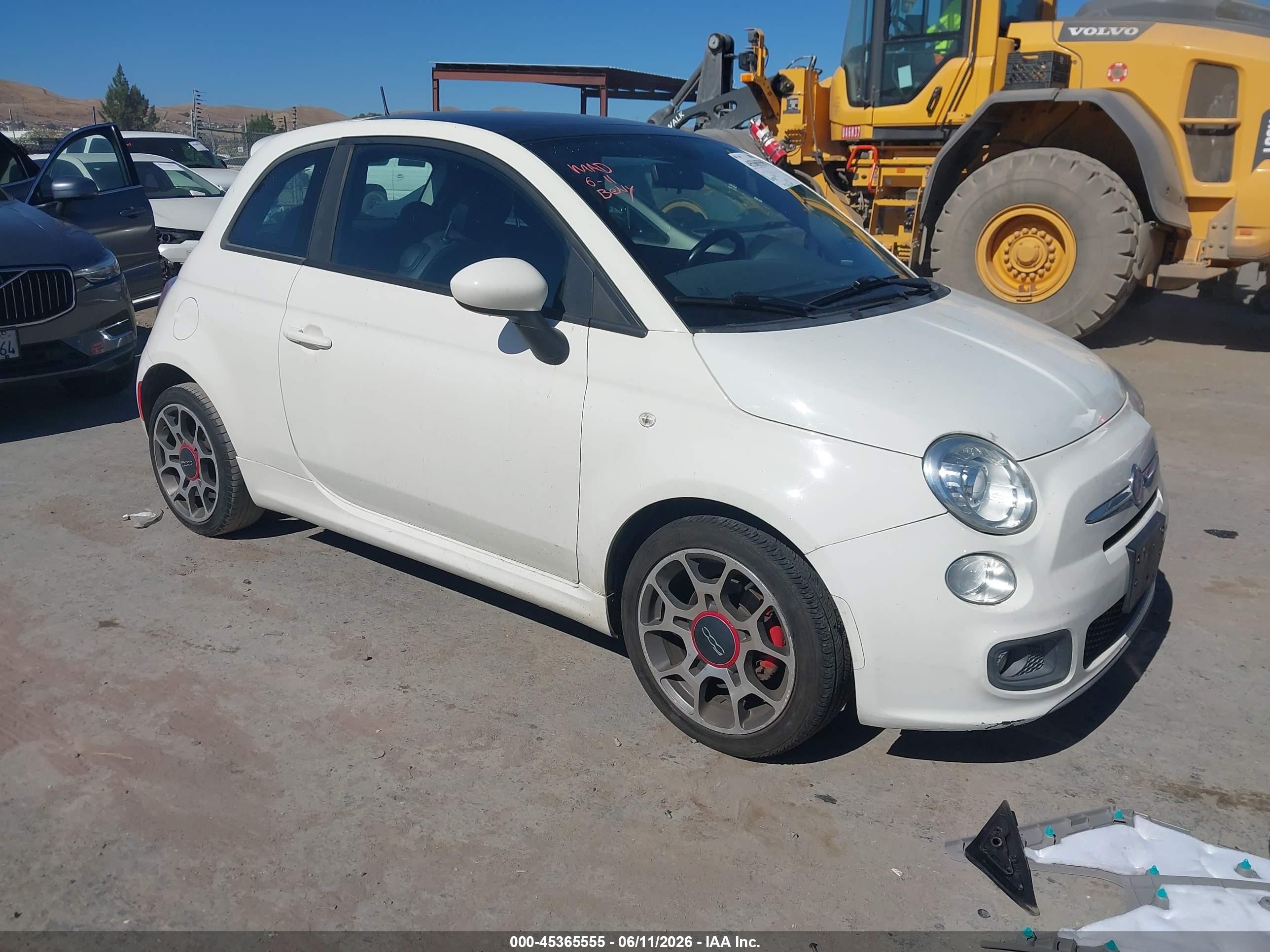 2012 Fiat 500 Sport White vin: 3C3CFFBR7CT313536
