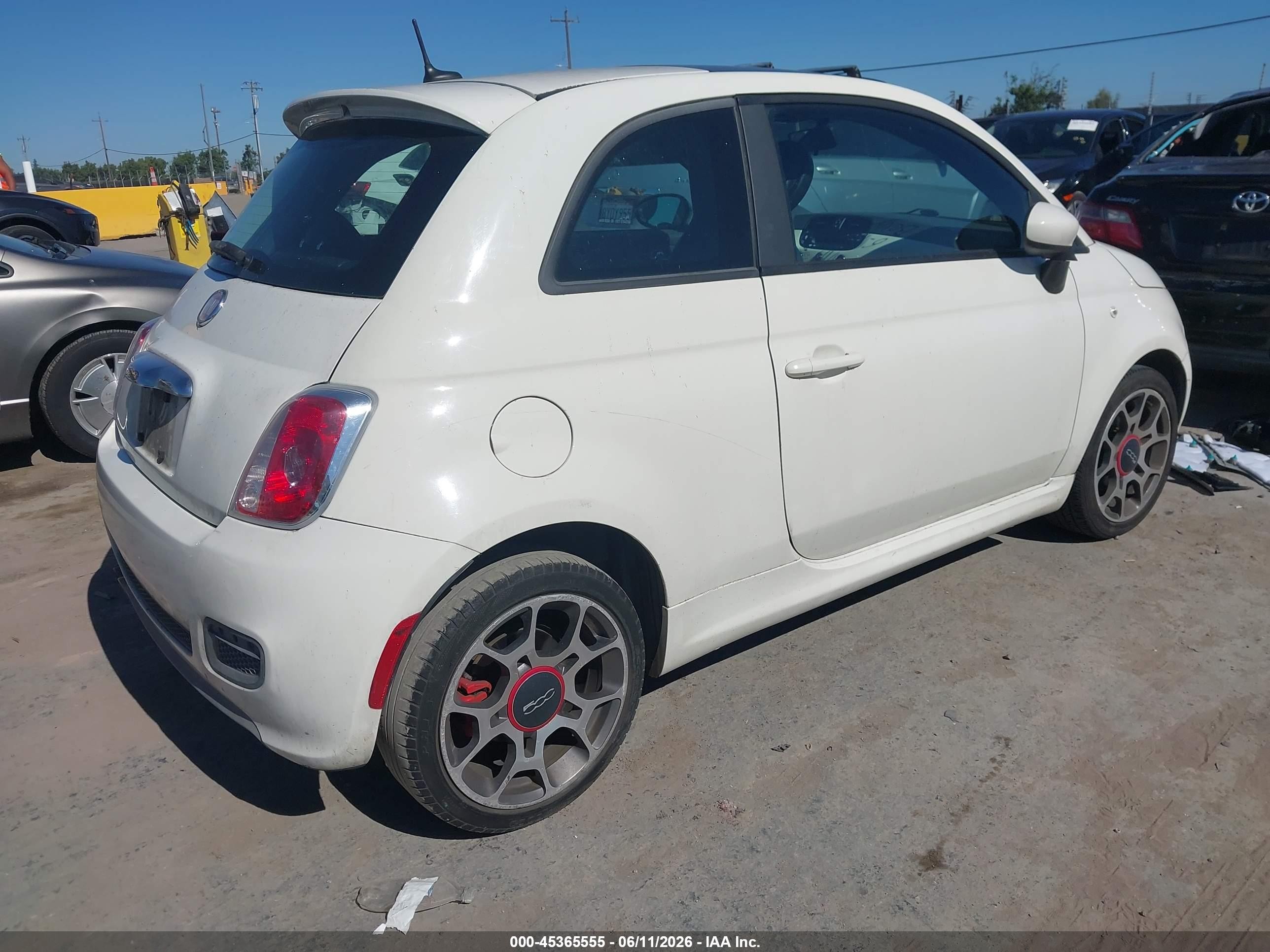2012 Fiat 500 Sport White vin: 3C3CFFBR7CT313536