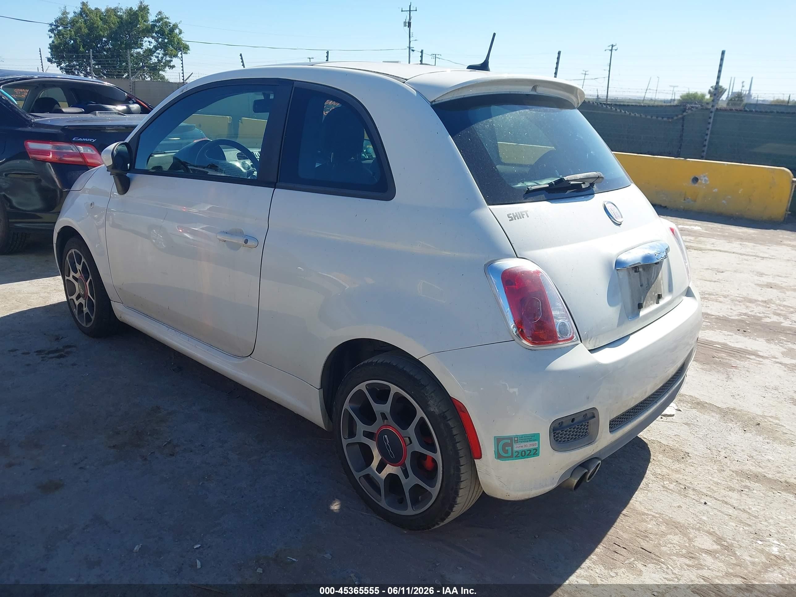 2012 Fiat 500 Sport White vin: 3C3CFFBR7CT313536