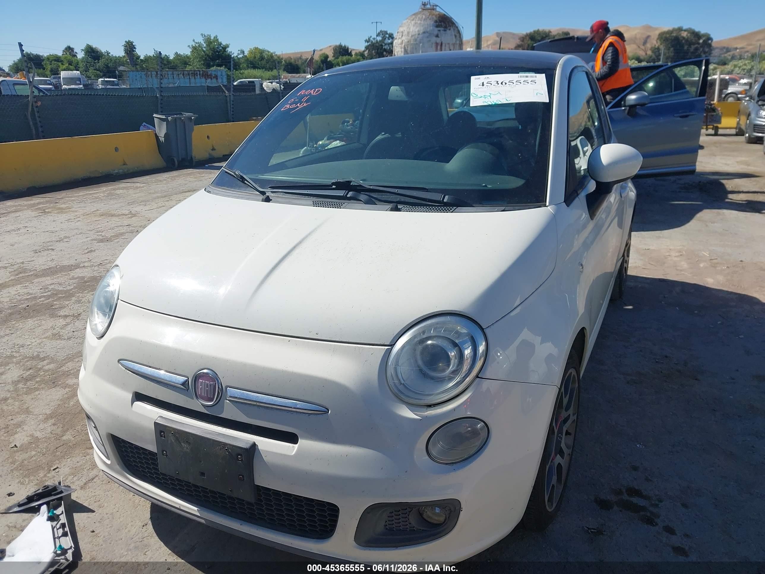 2012 Fiat 500 Sport White vin: 3C3CFFBR7CT313536