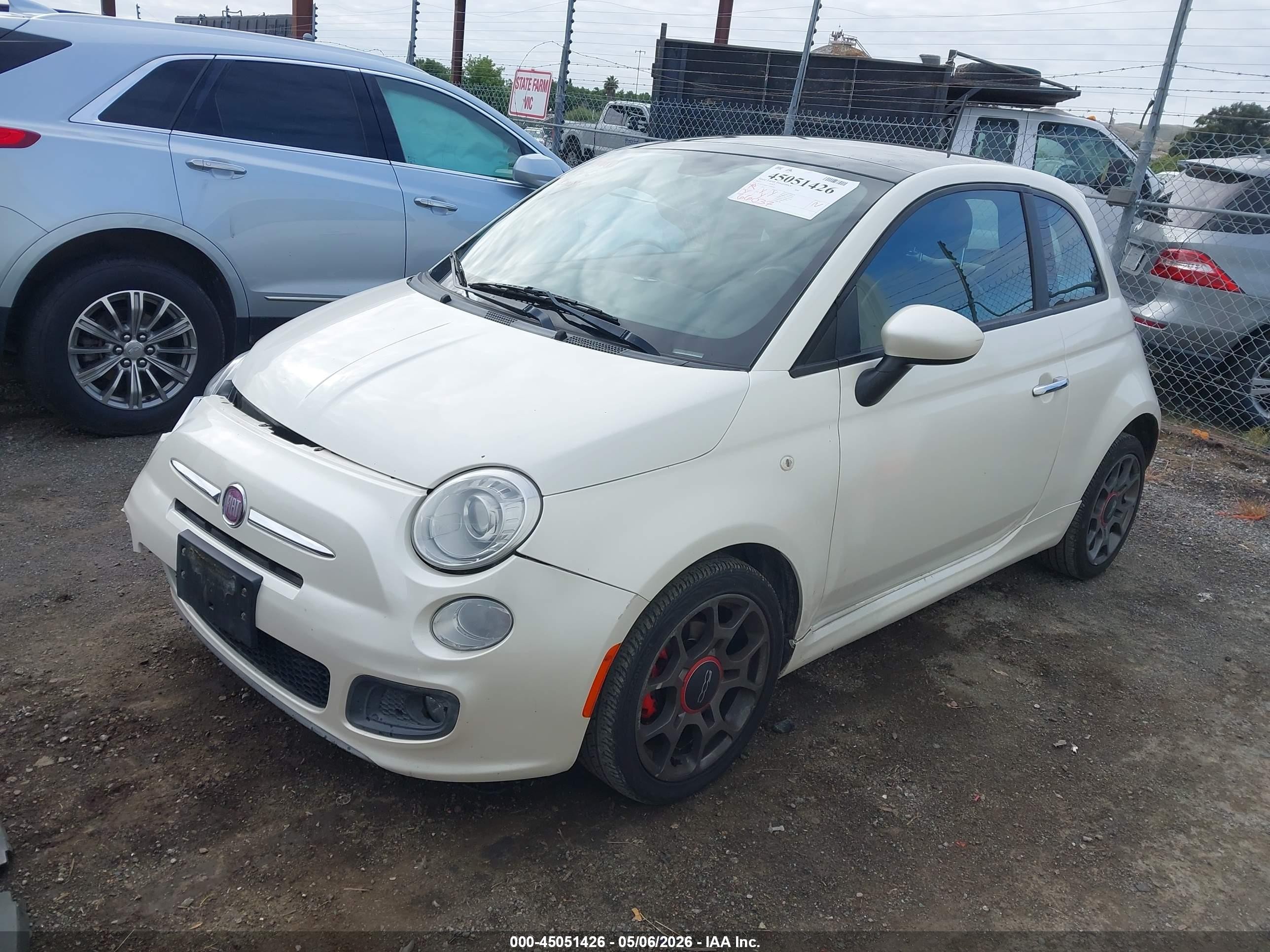 2012 Fiat 500 Sport White vin: 3C3CFFBR9CT384950