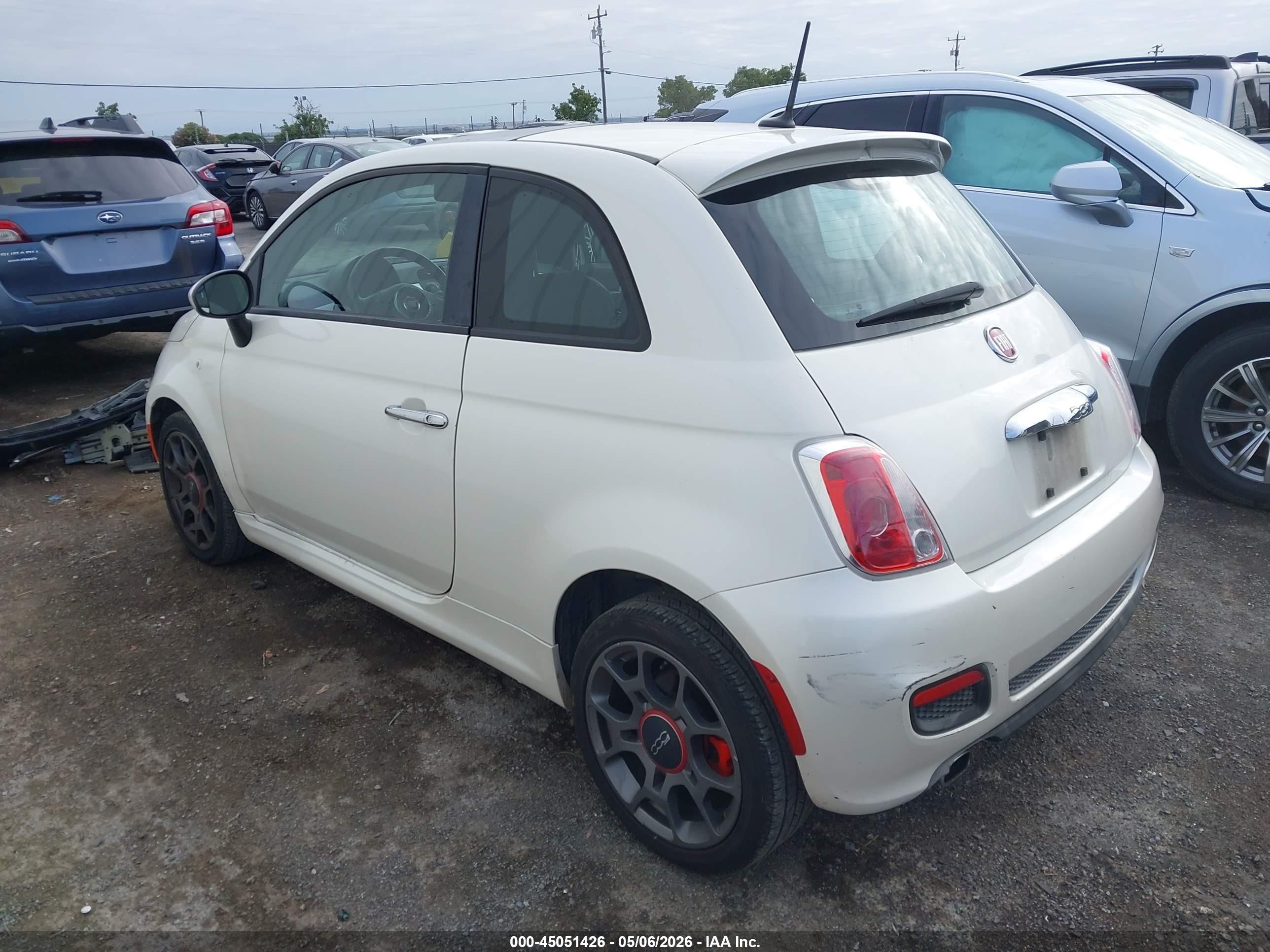 2012 Fiat 500 Sport White vin: 3C3CFFBR9CT384950