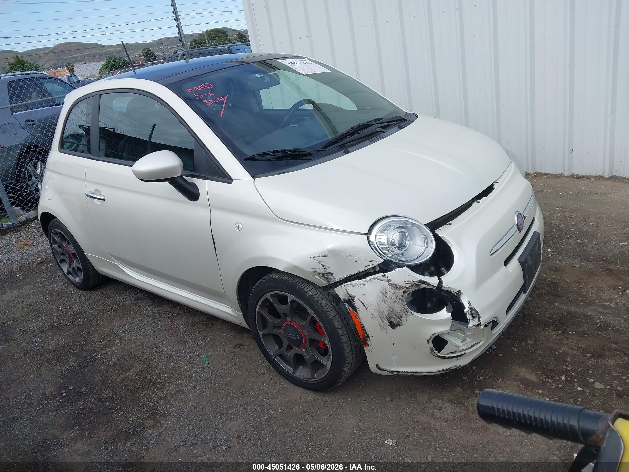 2012 Fiat 500 Sport White vin: 3C3CFFBR9CT384950