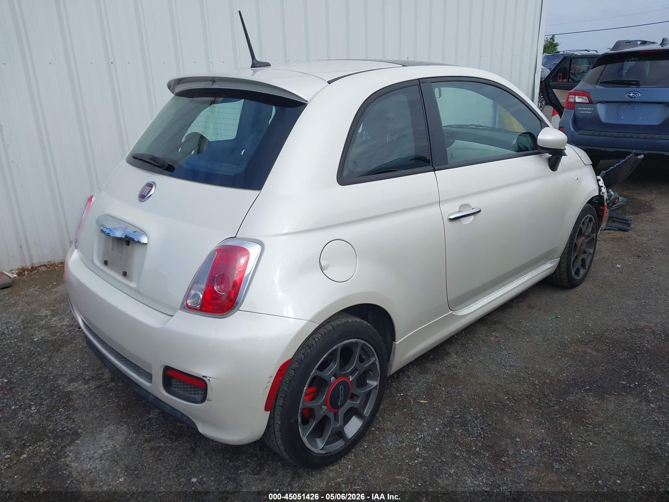 2012 Fiat 500 Sport White vin: 3C3CFFBR9CT384950