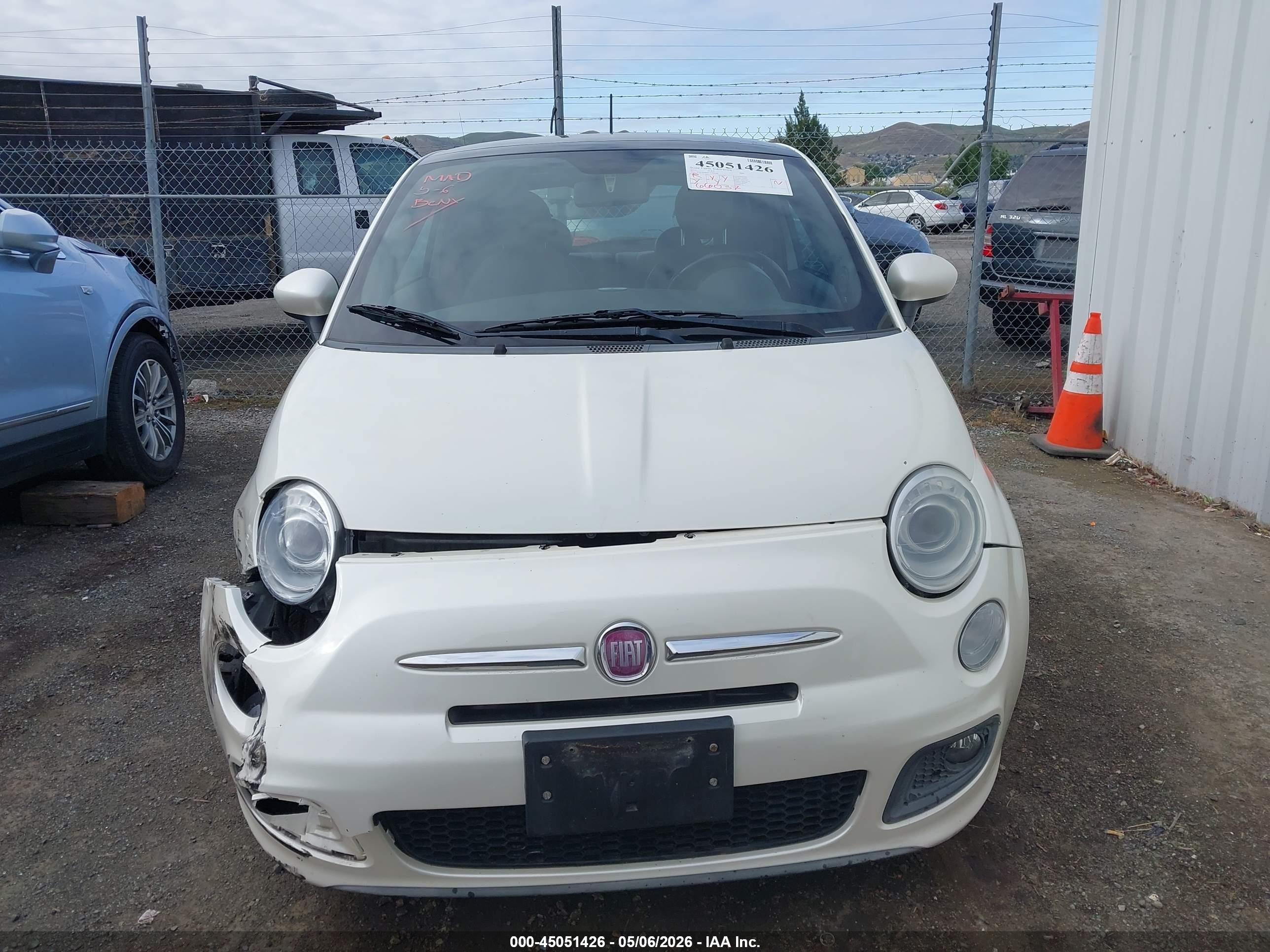 2012 Fiat 500 Sport White vin: 3C3CFFBR9CT384950