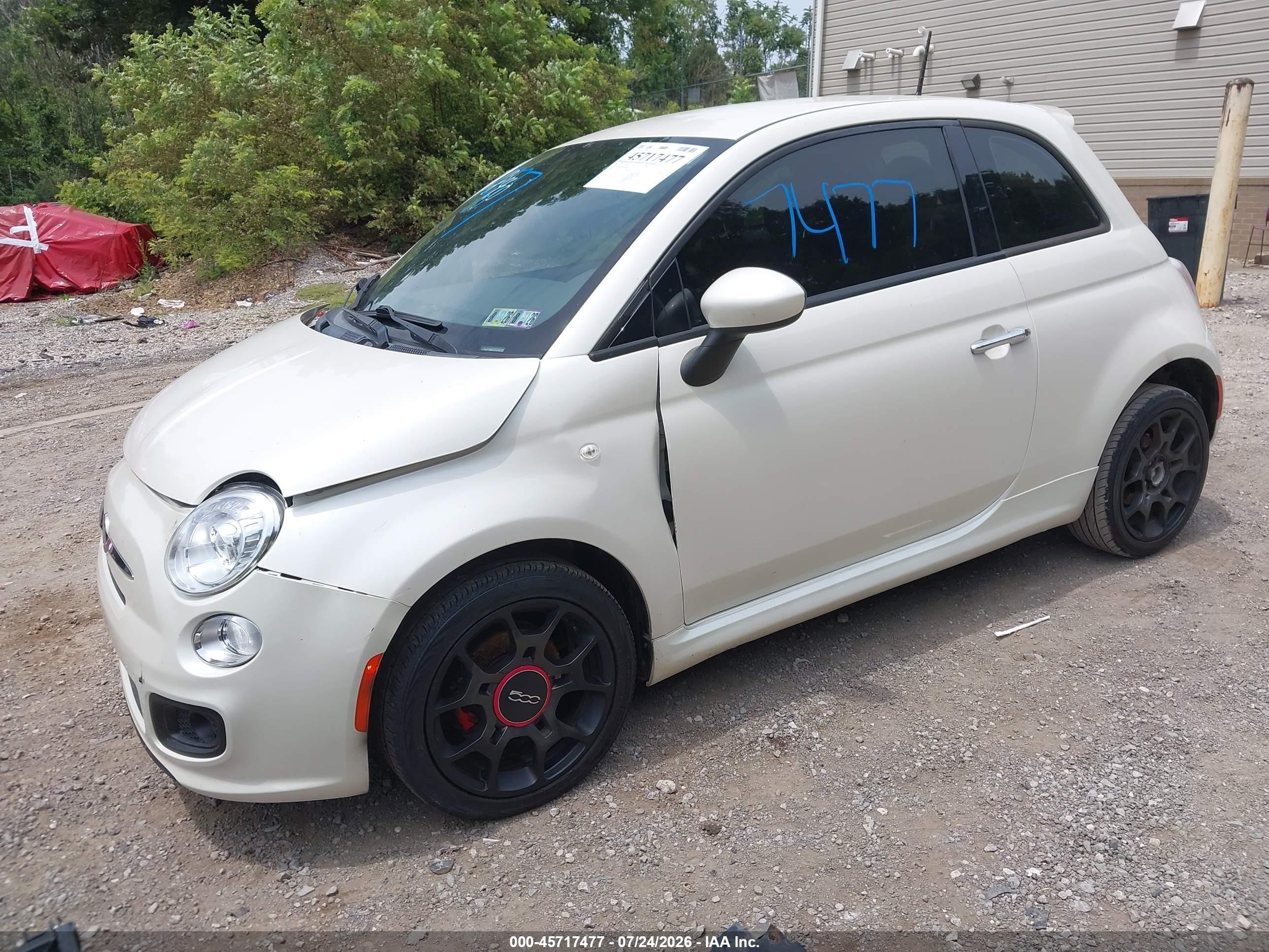 2015 Fiat 500 Sport White vin: 3C3CFFBR9FT601840