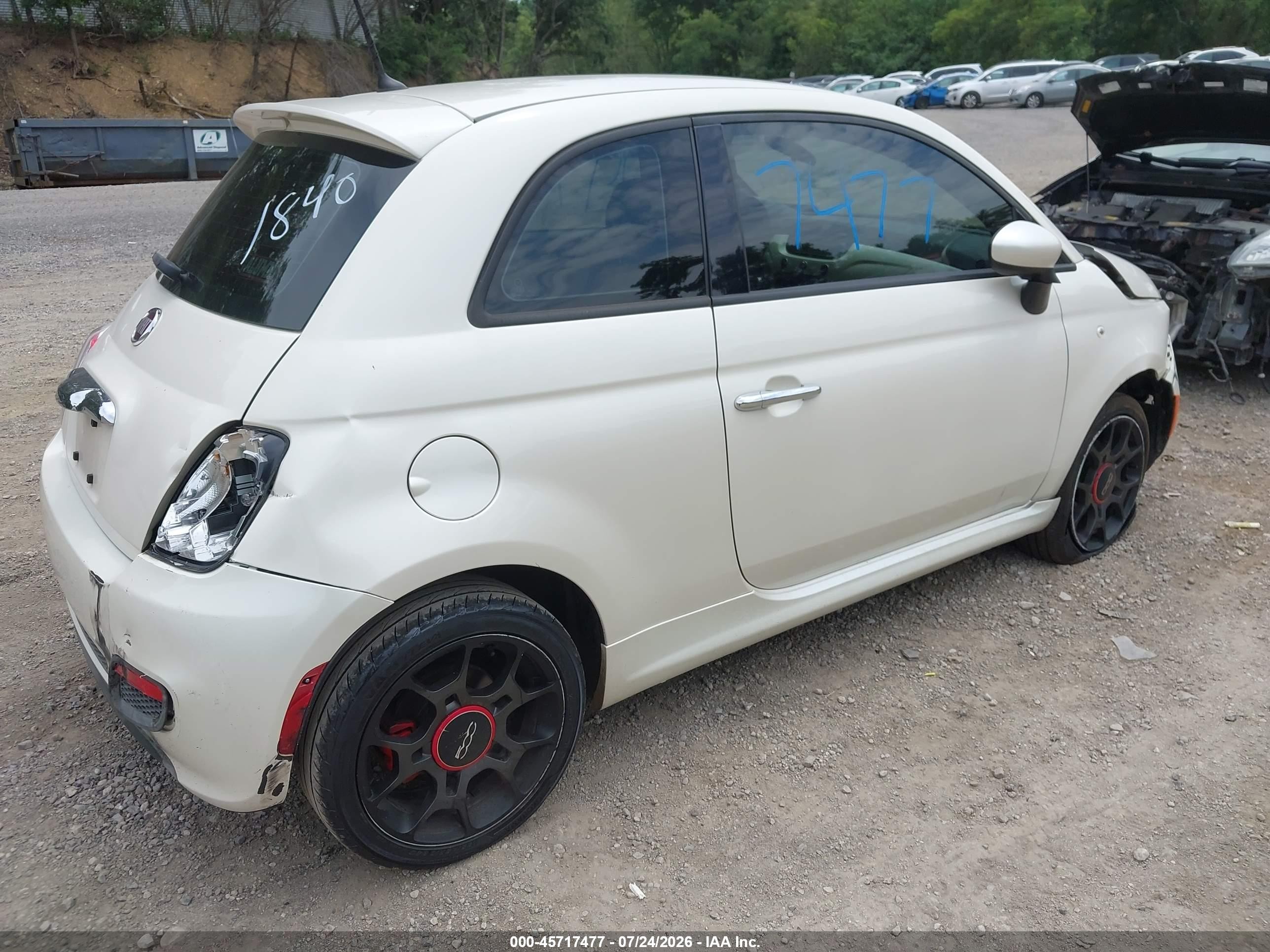 2015 Fiat 500 Sport White vin: 3C3CFFBR9FT601840