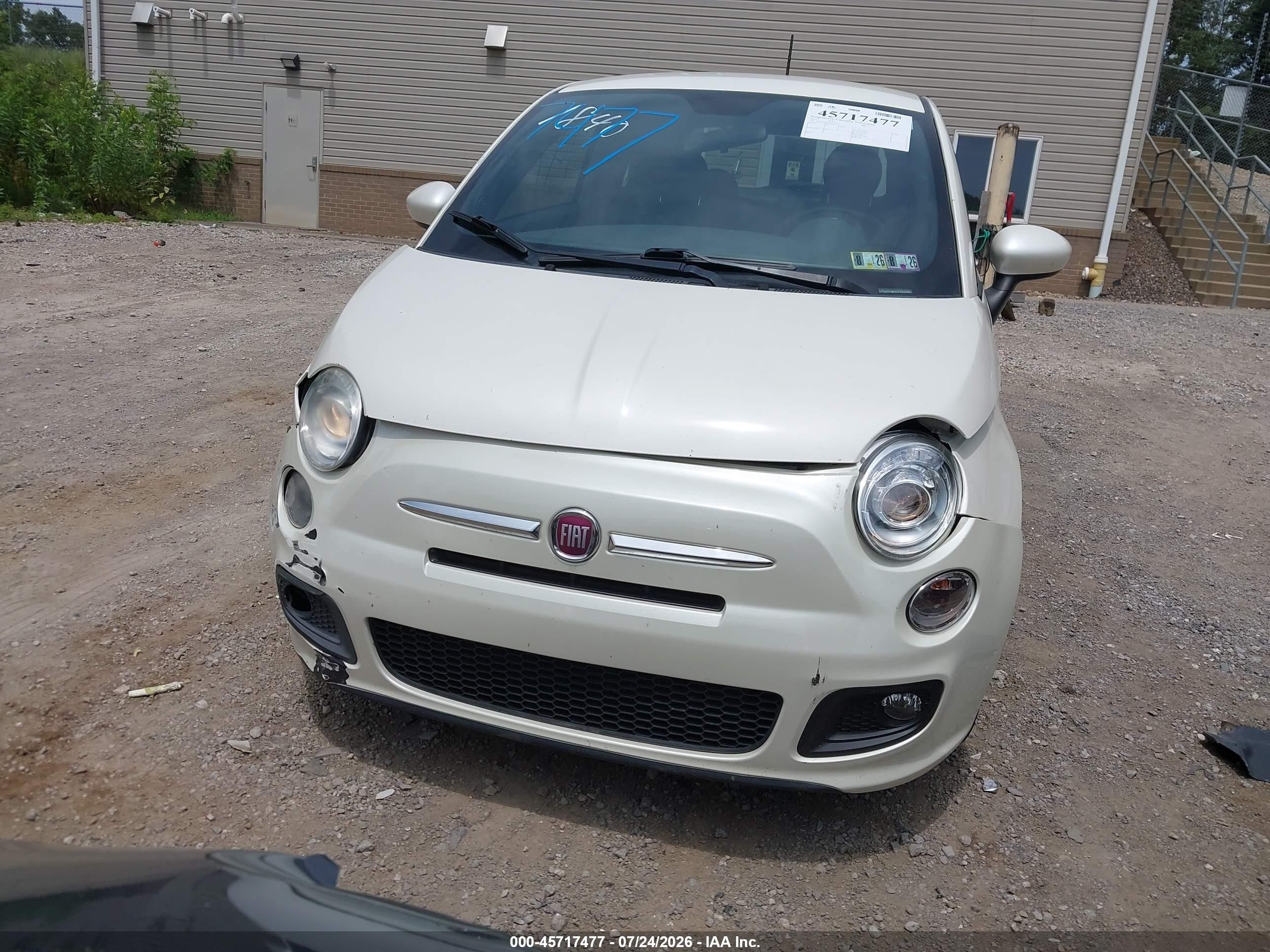 2015 Fiat 500 Sport White vin: 3C3CFFBR9FT601840
