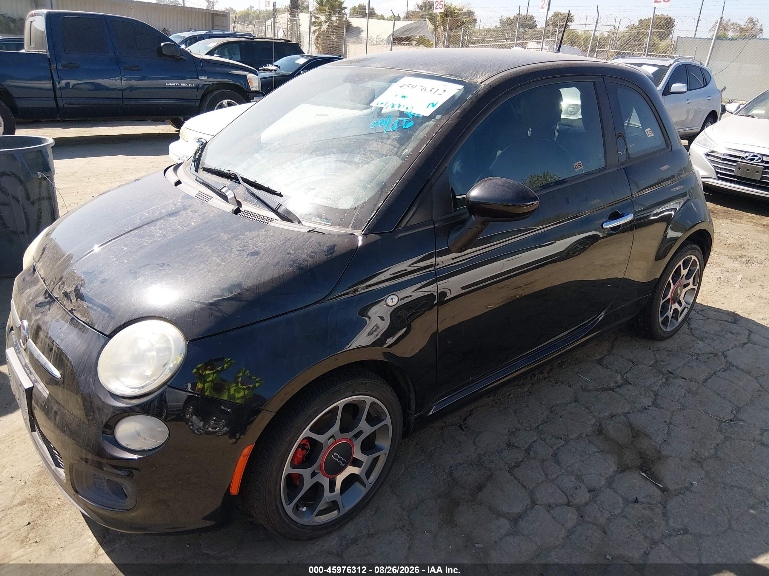 2012 Fiat 500 Sport Black vin: 3C3CFFBRXCT140546
