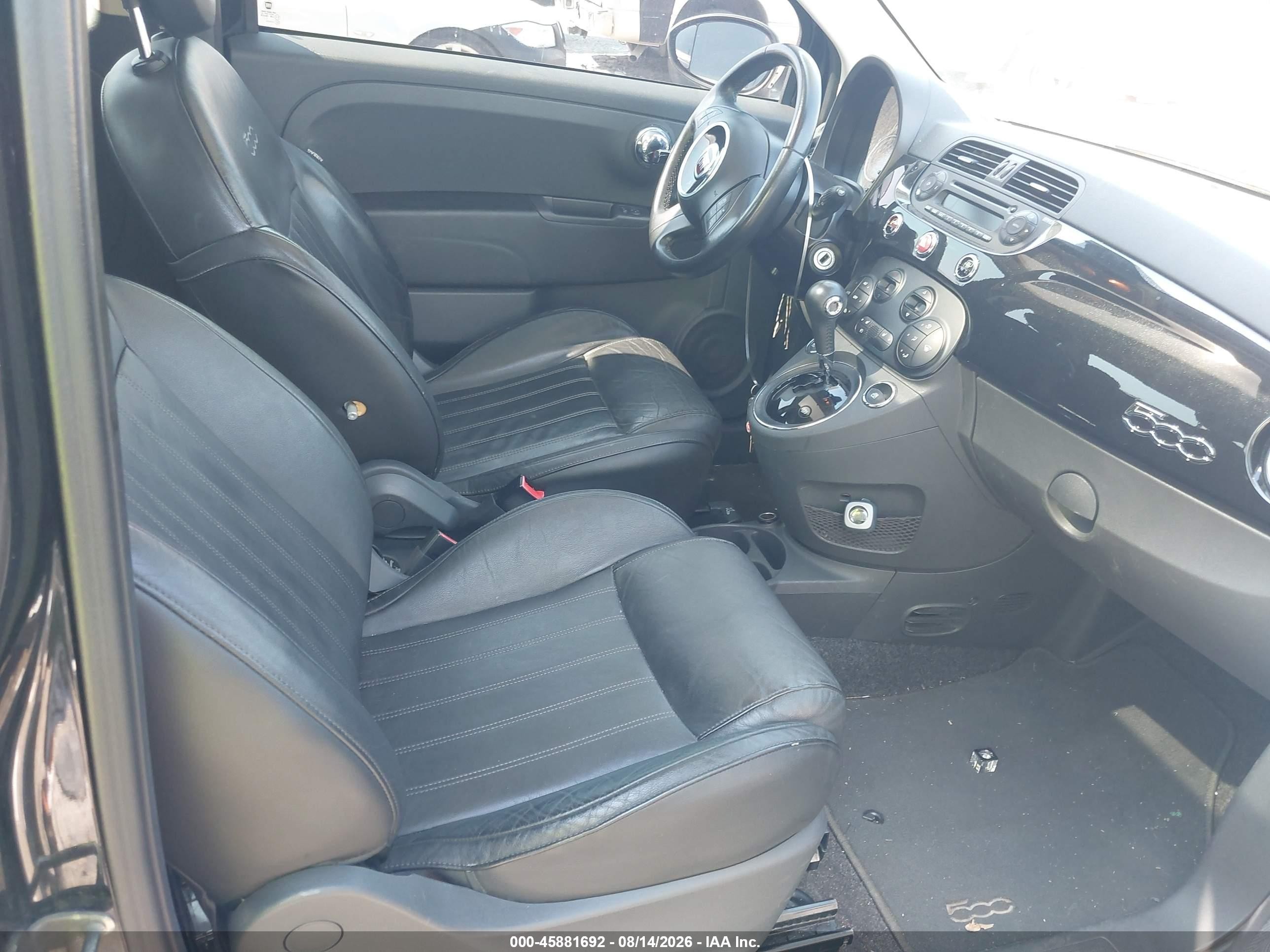 2012 Fiat 500 Lounge Black vin: 3C3CFFCR1CT185759