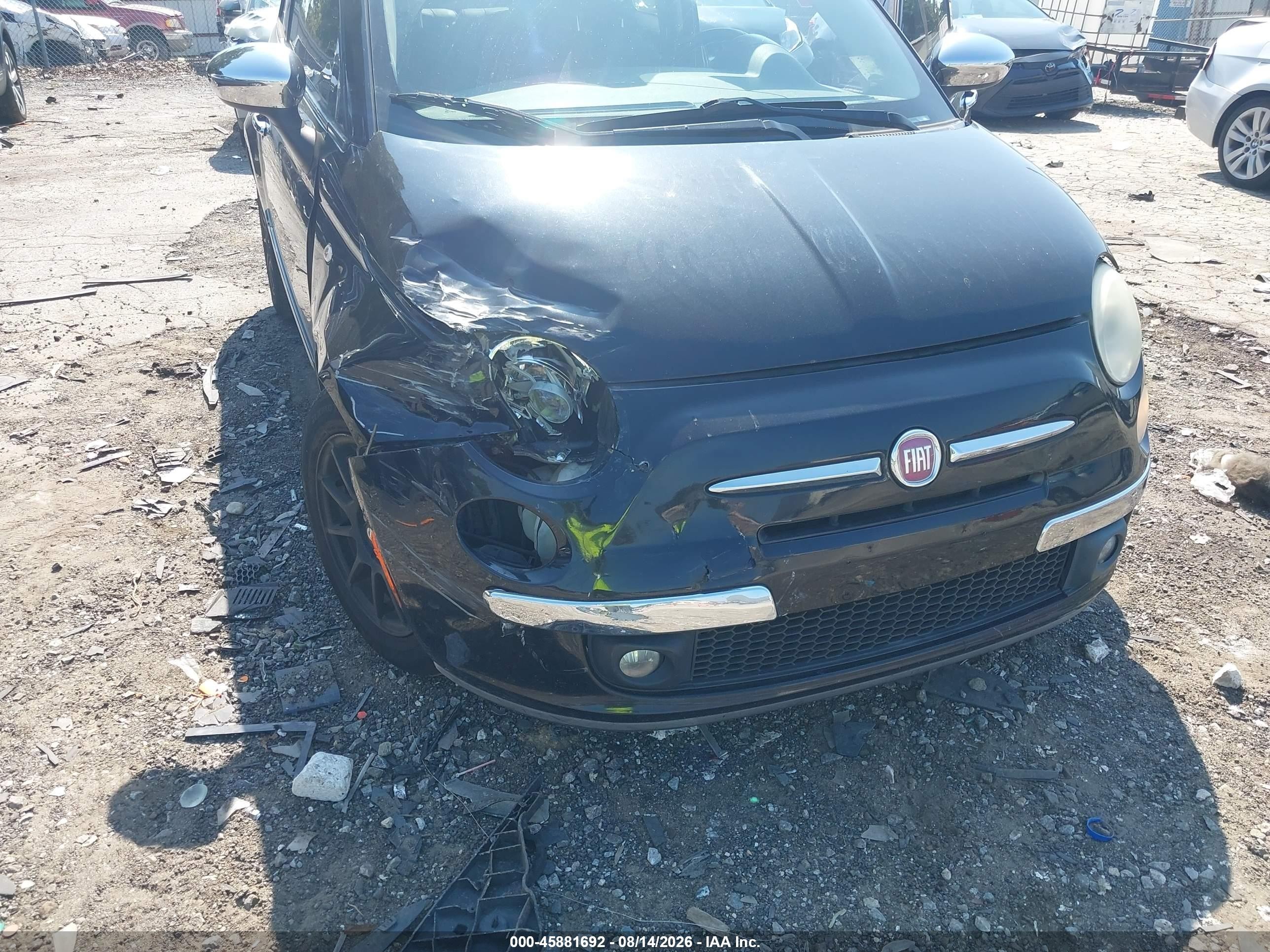 2012 Fiat 500 Lounge Black vin: 3C3CFFCR1CT185759