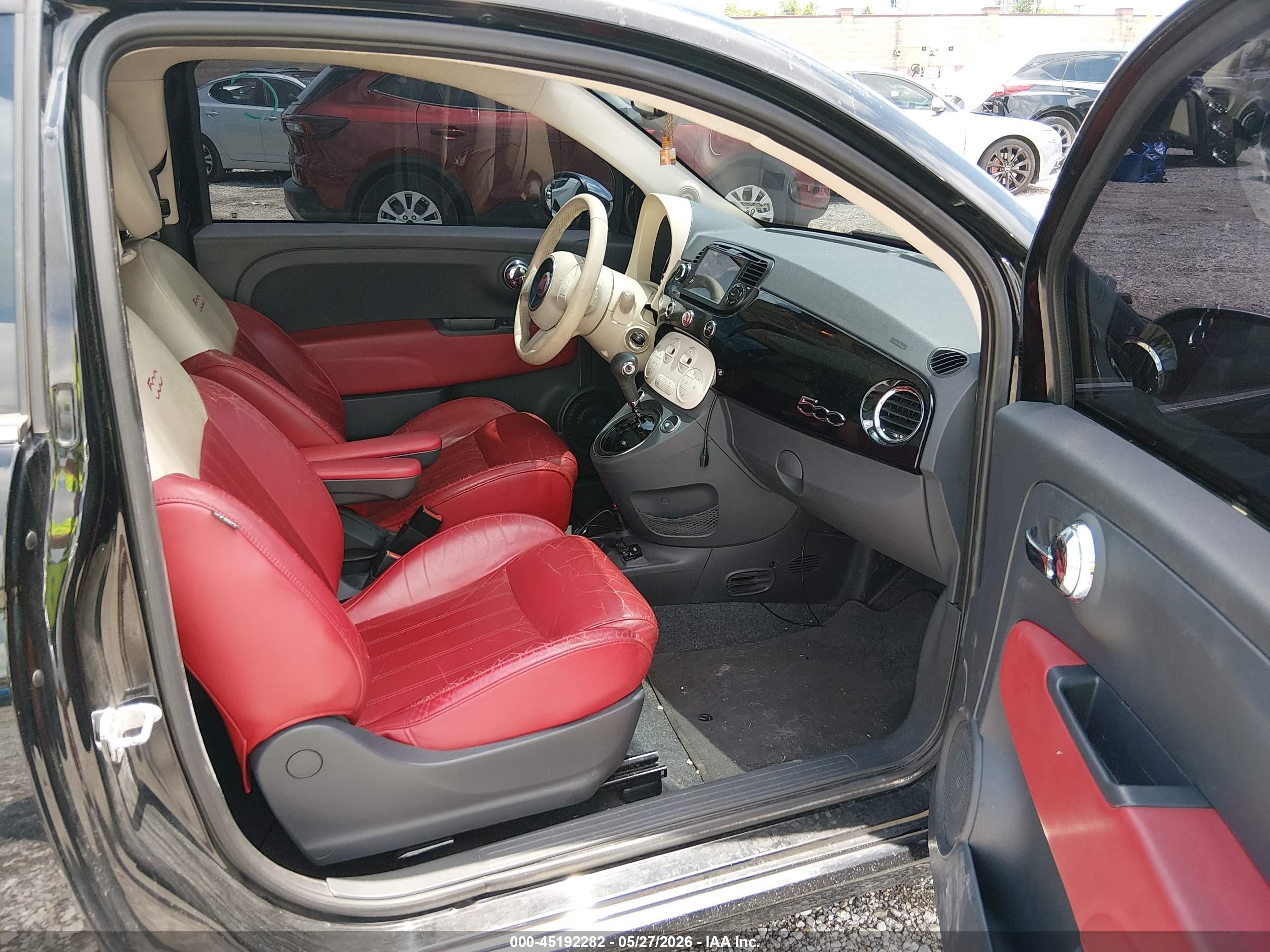 2015 Fiat 500 Lounge Black vin: 3C3CFFCR2FT753764