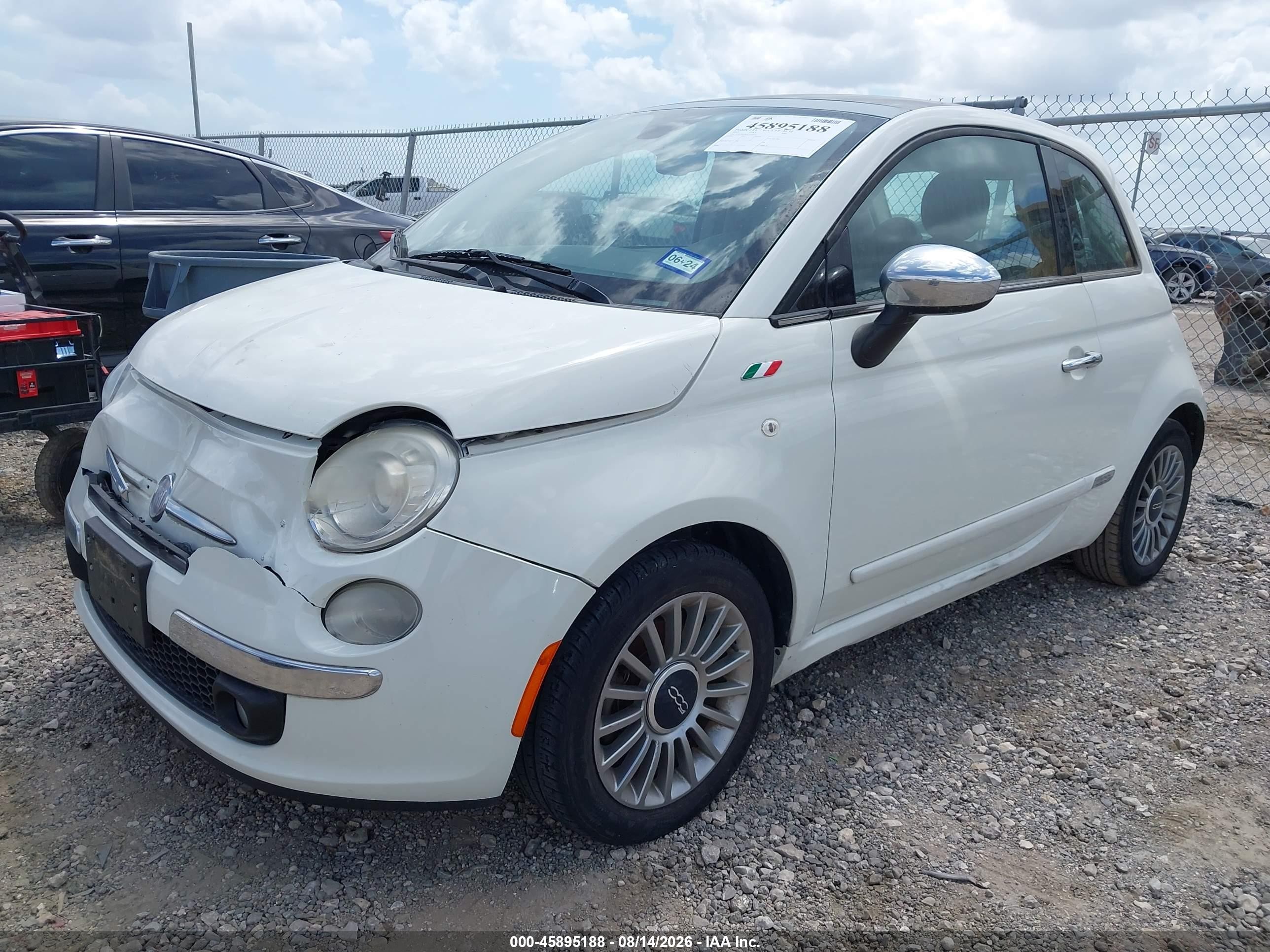 2012 Fiat 500 Lounge Белый vin: 3C3CFFCR3CT105331