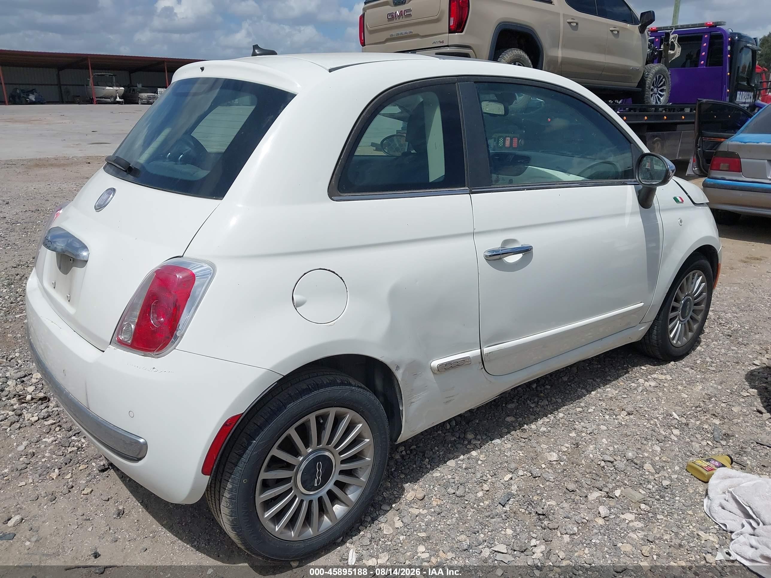 2012 Fiat 500 Lounge Белый vin: 3C3CFFCR3CT105331