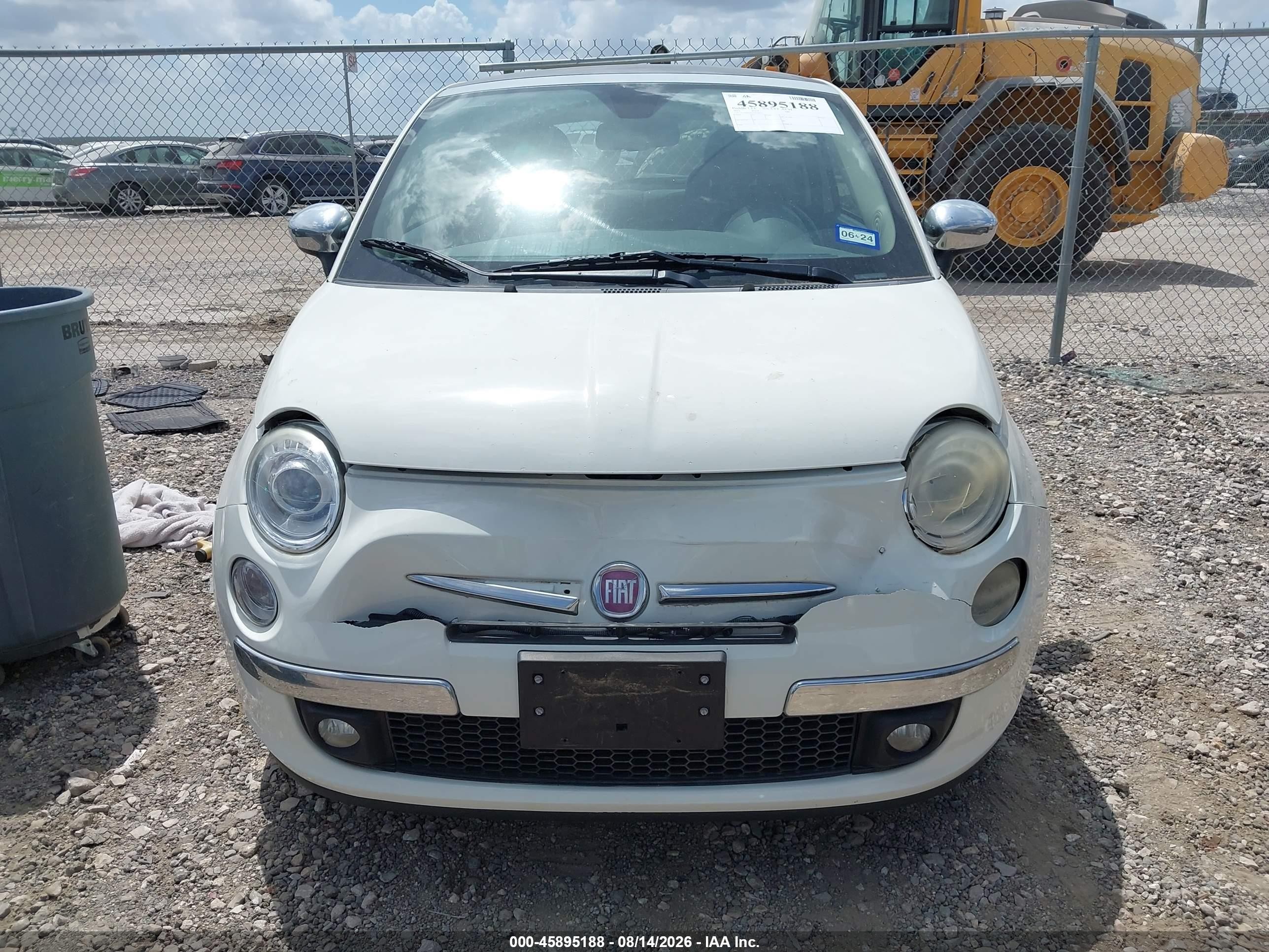 2012 Fiat 500 Lounge Белый vin: 3C3CFFCR3CT105331
