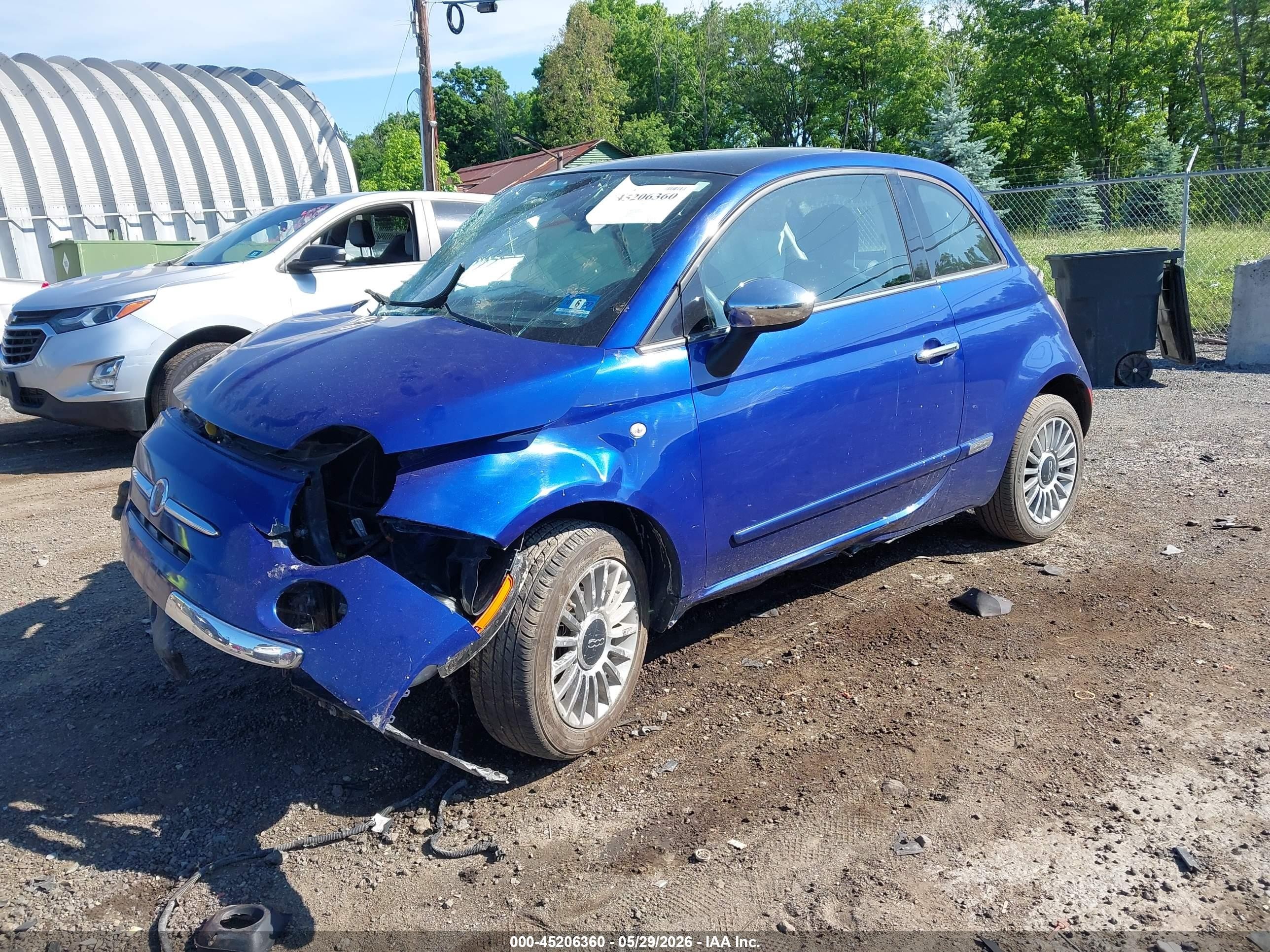 2012 Fiat 500 Lounge Blue vin: 3C3CFFCR3CT212492