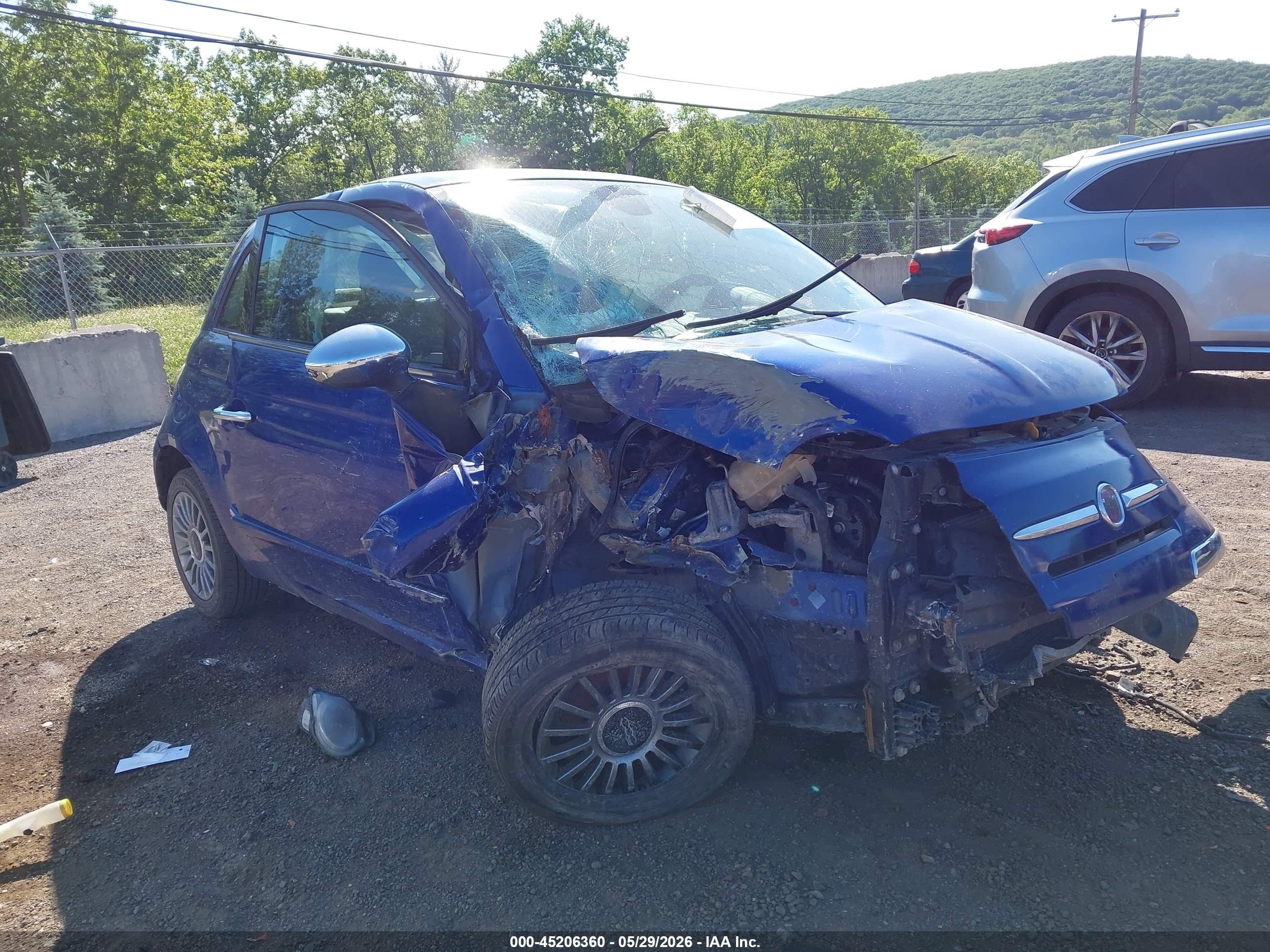 2012 Fiat 500 Lounge Blue vin: 3C3CFFCR3CT212492