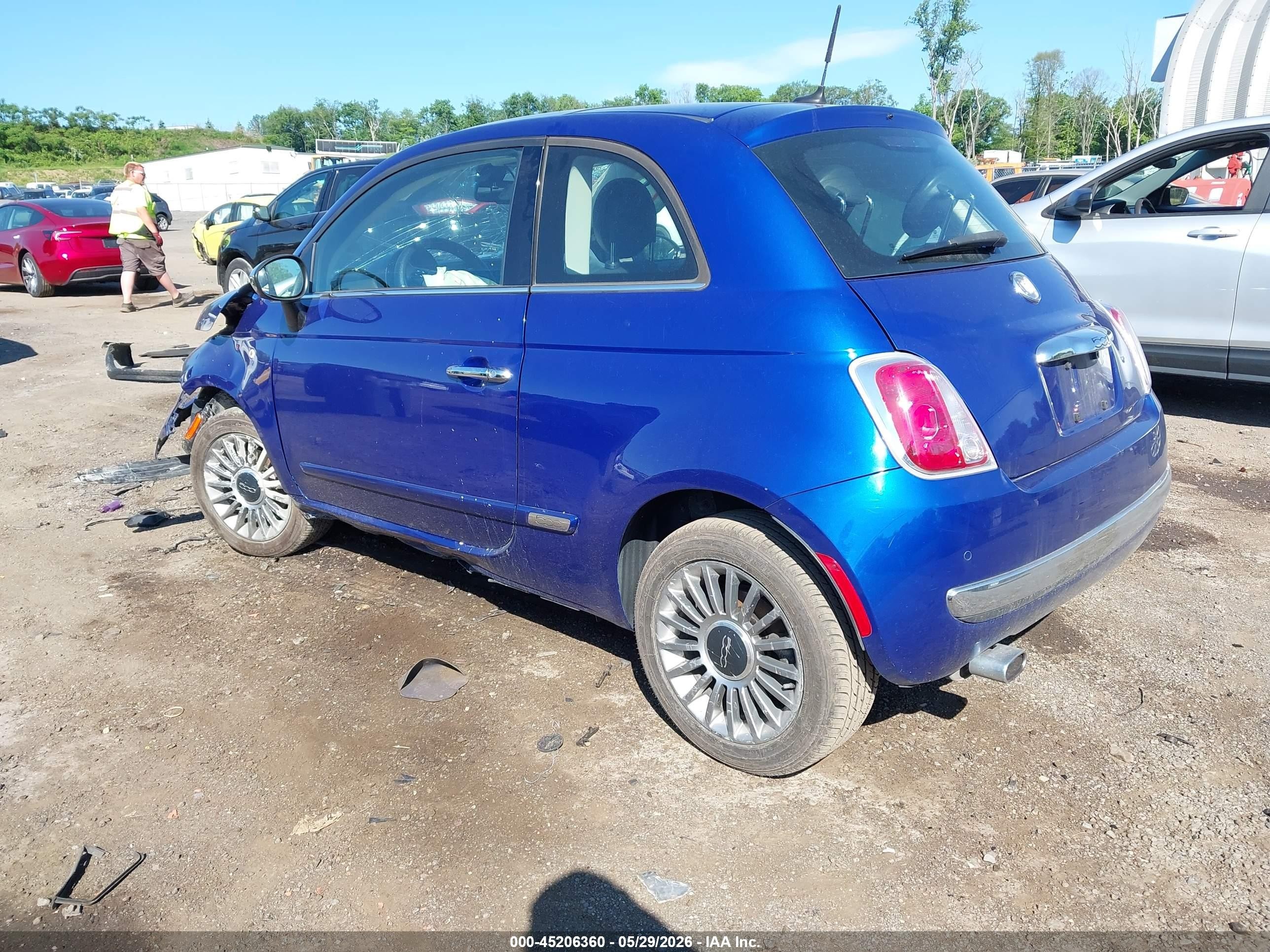 2012 Fiat 500 Lounge Blue vin: 3C3CFFCR3CT212492