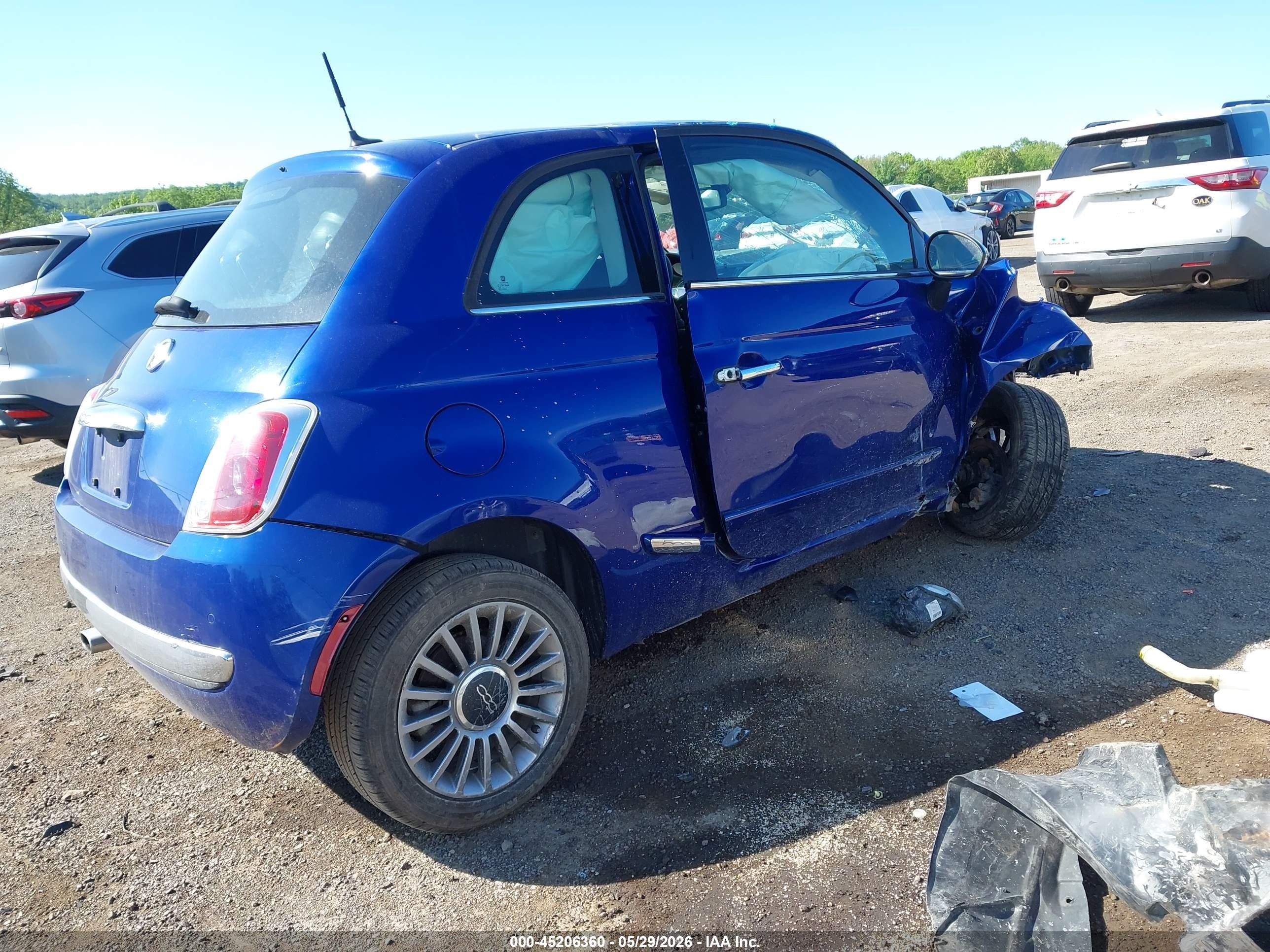 2012 Fiat 500 Lounge Blue vin: 3C3CFFCR3CT212492