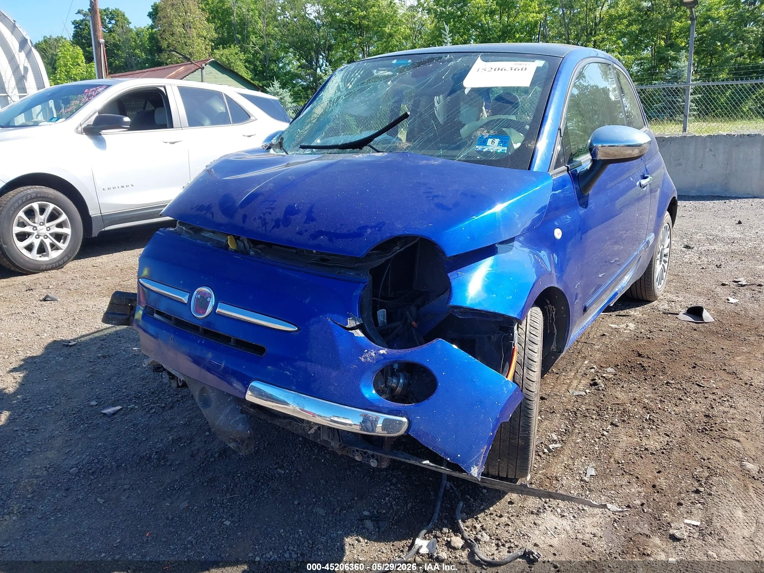 2012 Fiat 500 Lounge Blue vin: 3C3CFFCR3CT212492