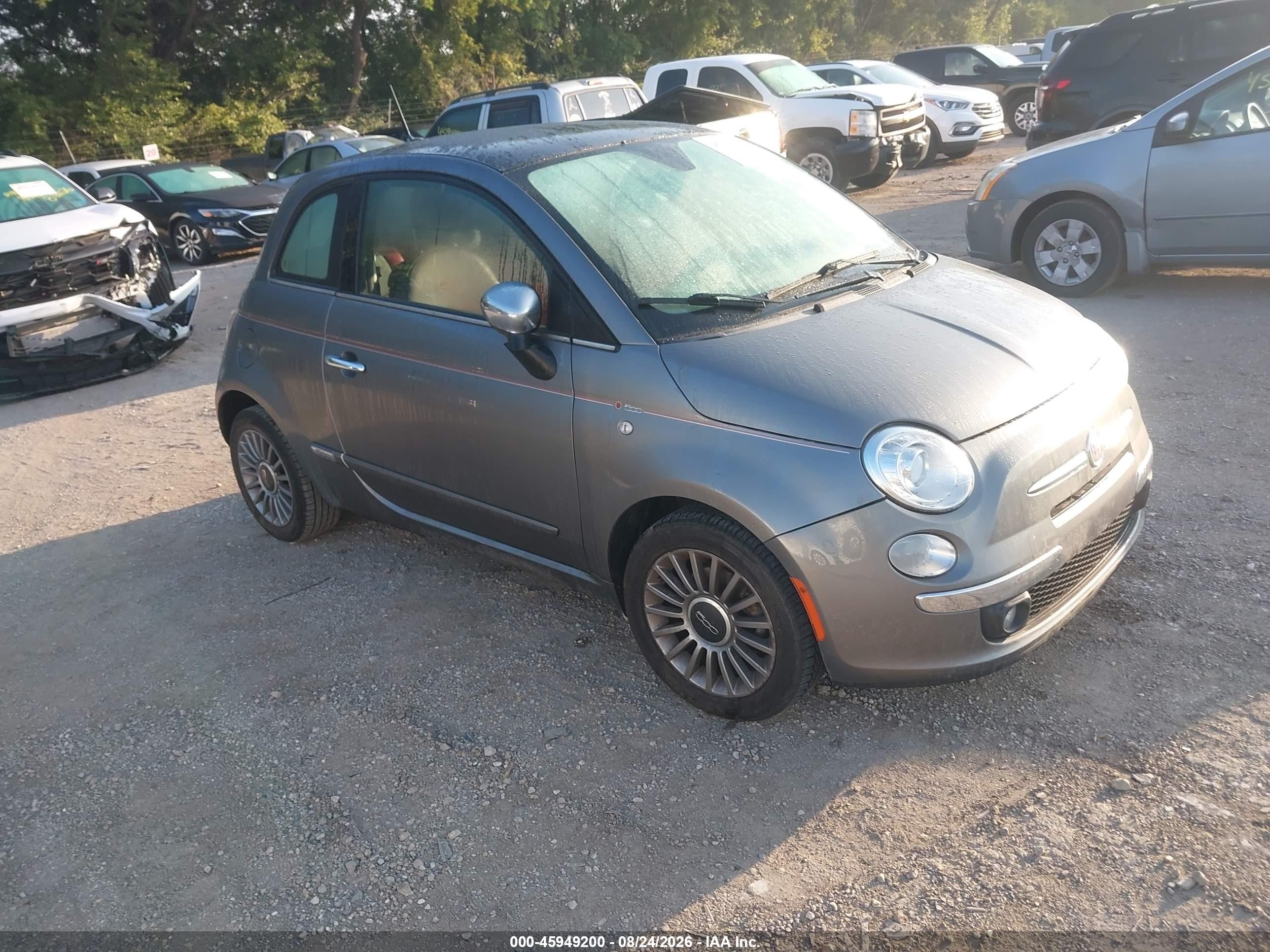 2012 Fiat 500 Lounge Gray vin: 3C3CFFCR4CT366208