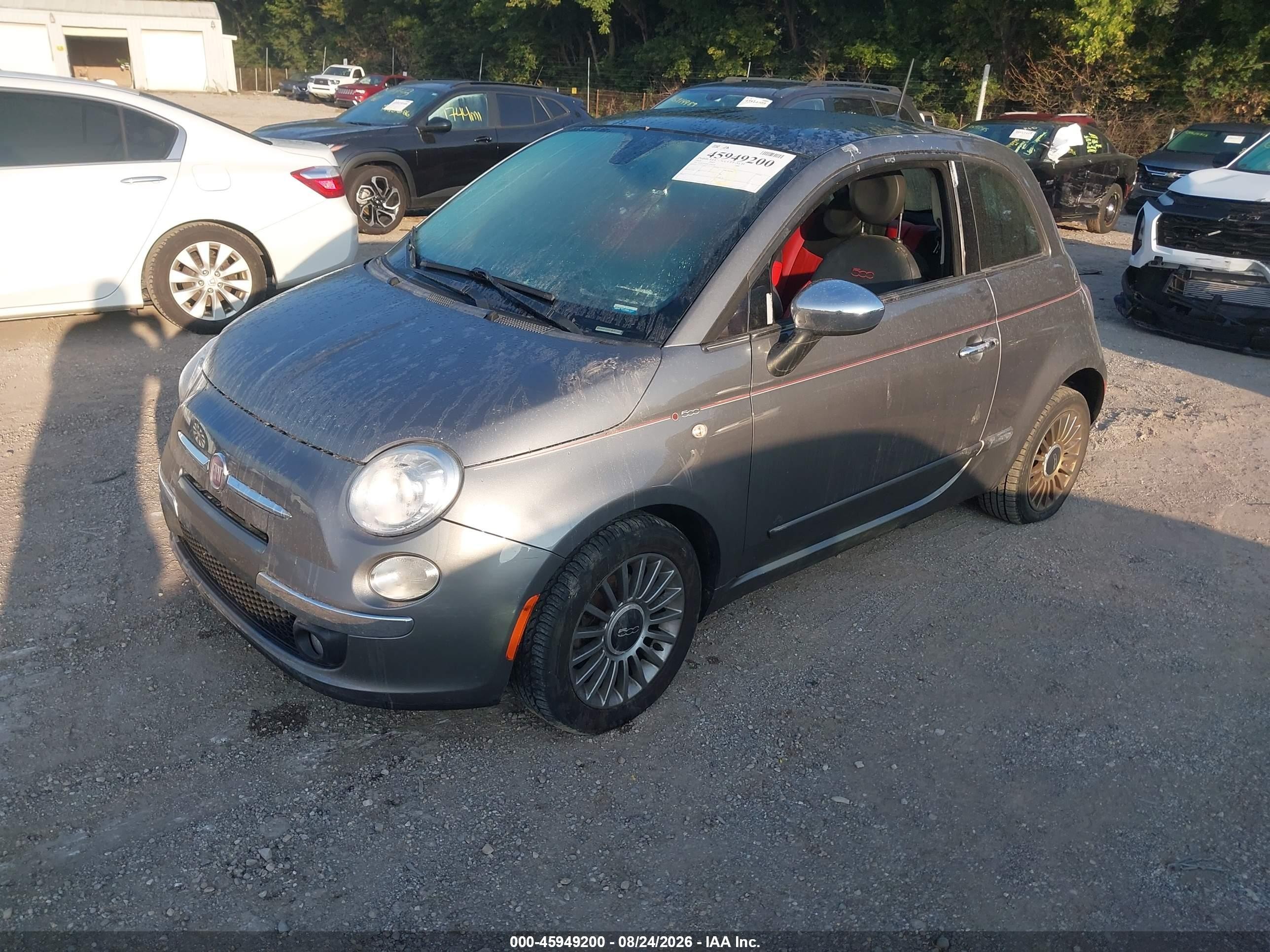 2012 Fiat 500 Lounge Gray vin: 3C3CFFCR4CT366208