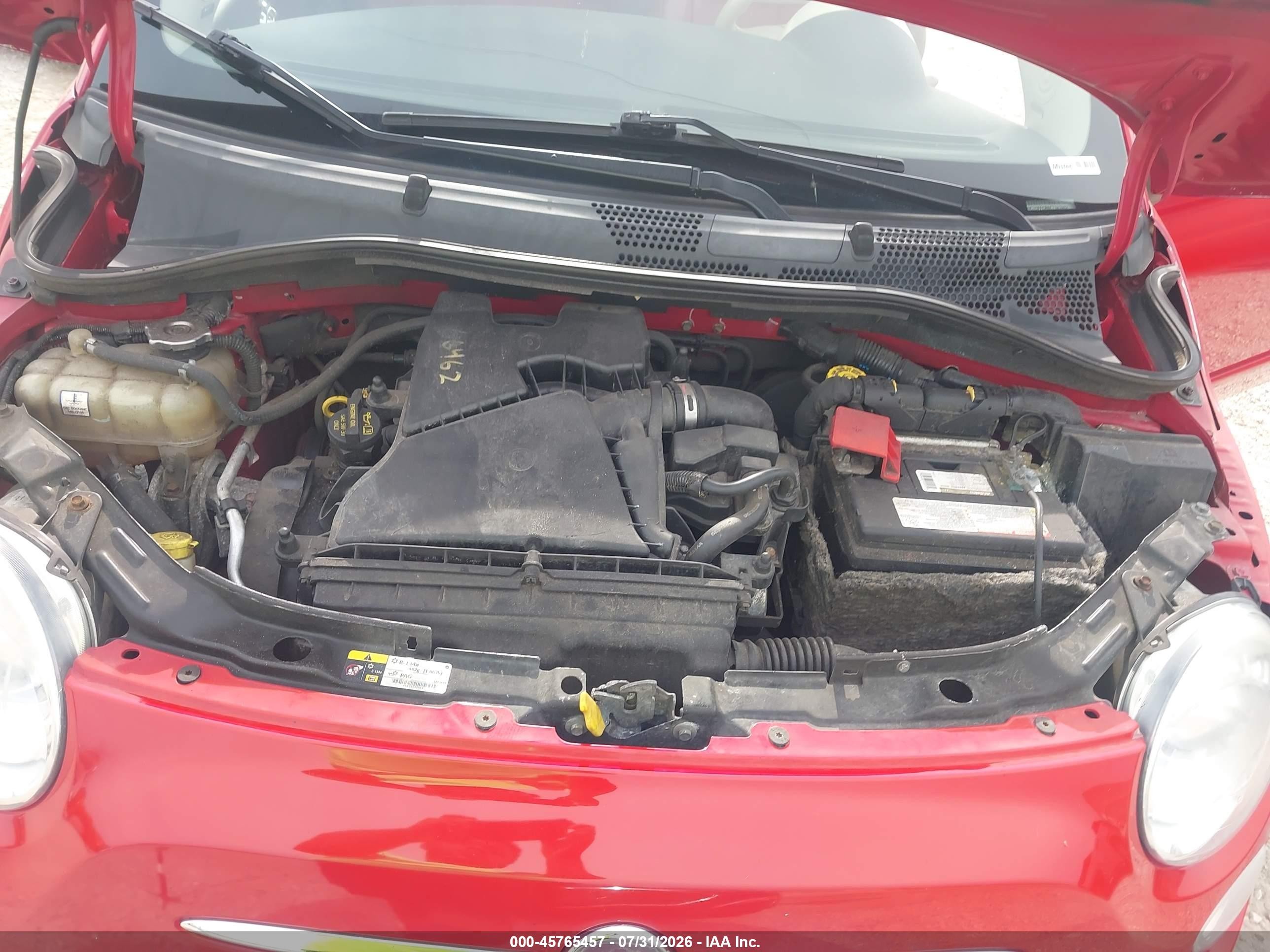 2012 Fiat 500 Lounge Red vin: 3C3CFFCR6CT383902