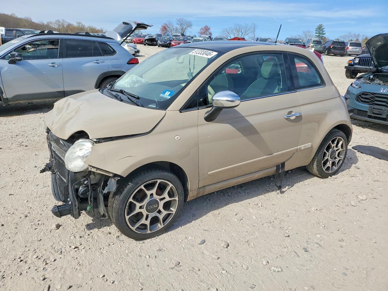 2012 Fiat 500 Lounge Beige vin: 3C3CFFCR7CT118230