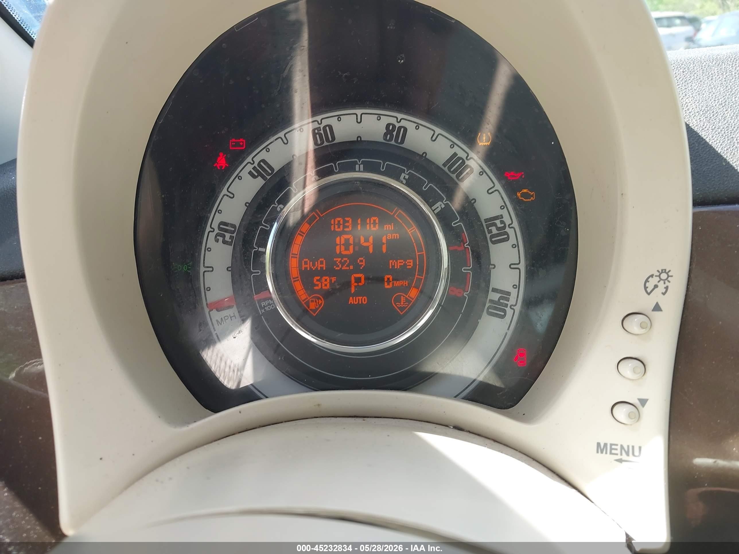 2014 Fiat 500 Lounge Brown vin: 3C3CFFCR9ET168114