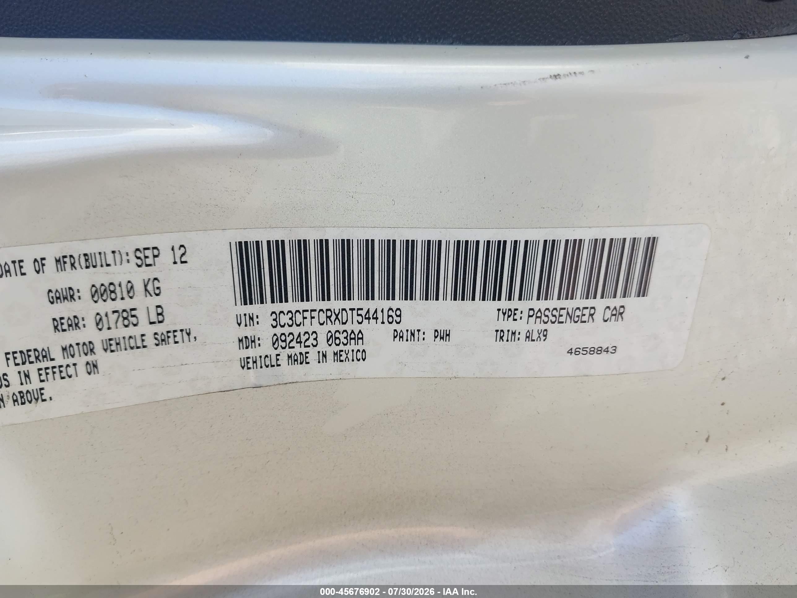 2013 Fiat 500 Lounge White vin: 3C3CFFCRXDT544169