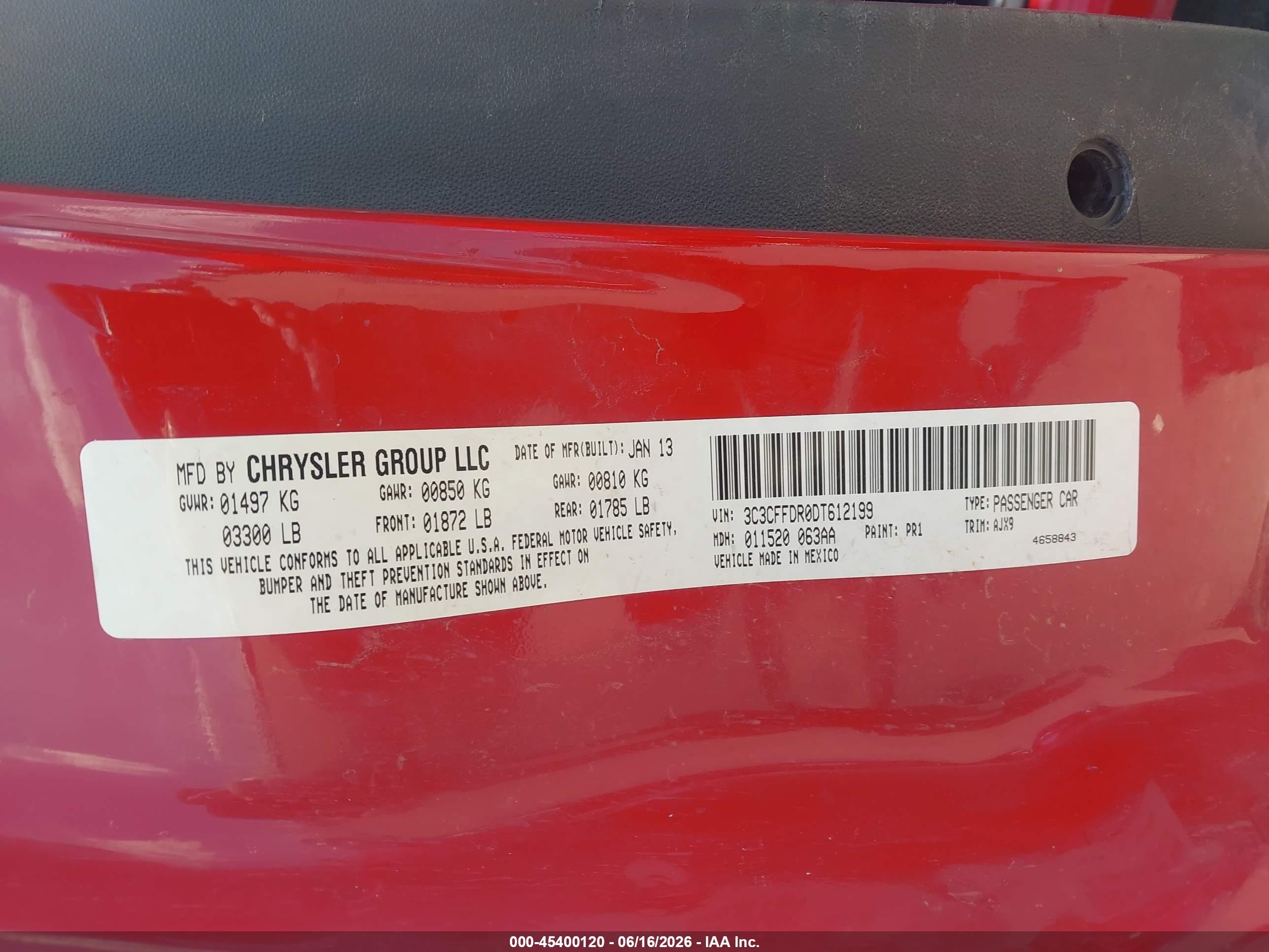2013 Fiat 500c Pop Red vin: 3C3CFFDR0DT612199