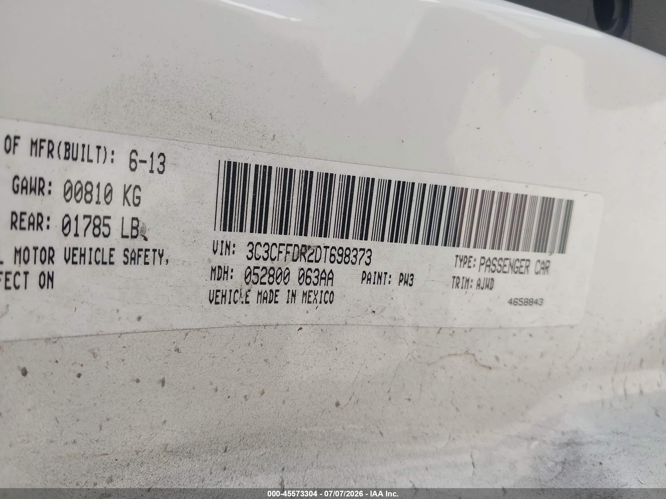 2013 Fiat 500c Pop White vin: 3C3CFFDR2DT698373