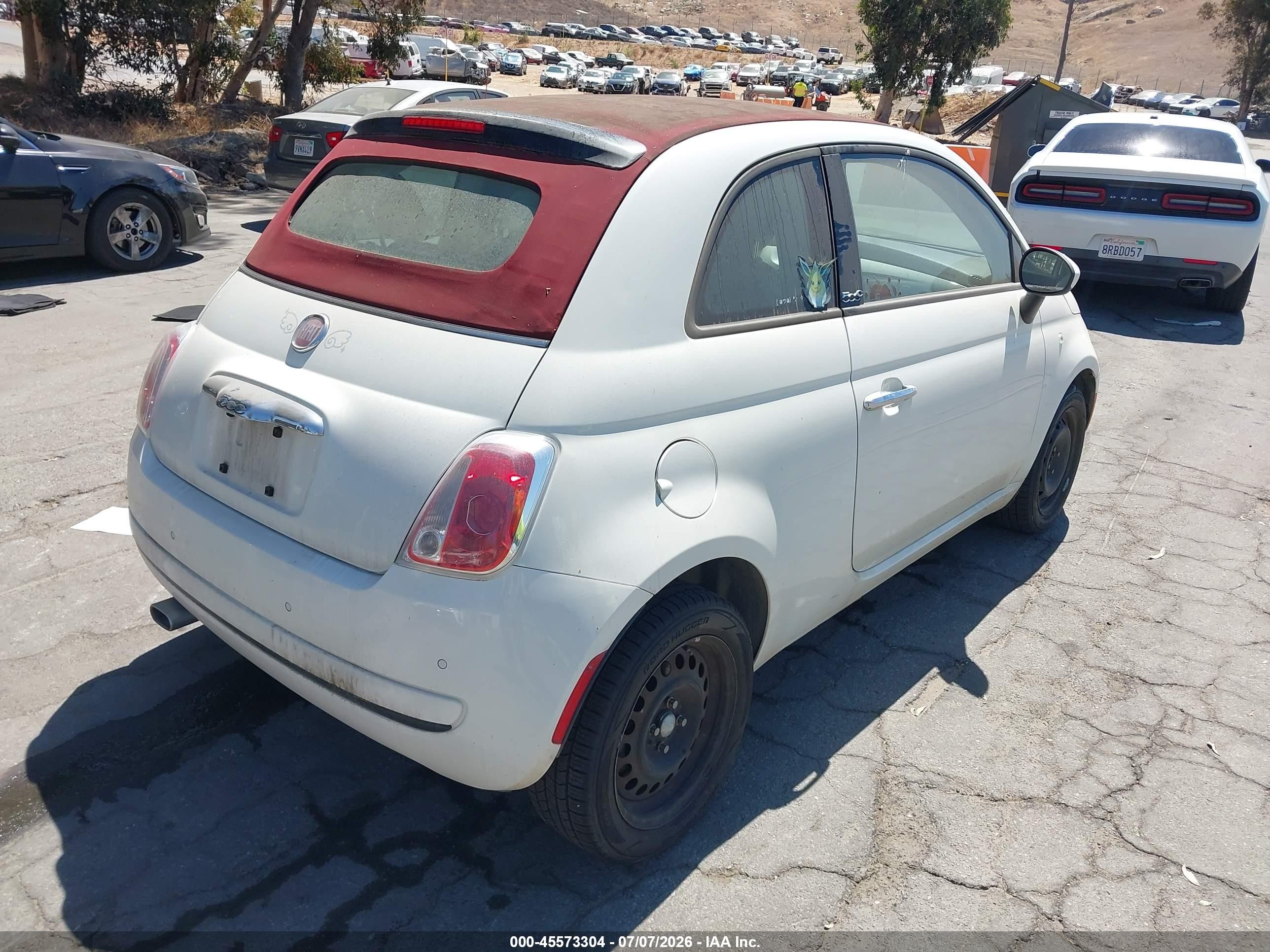 2013 Fiat 500c Pop White vin: 3C3CFFDR2DT698373