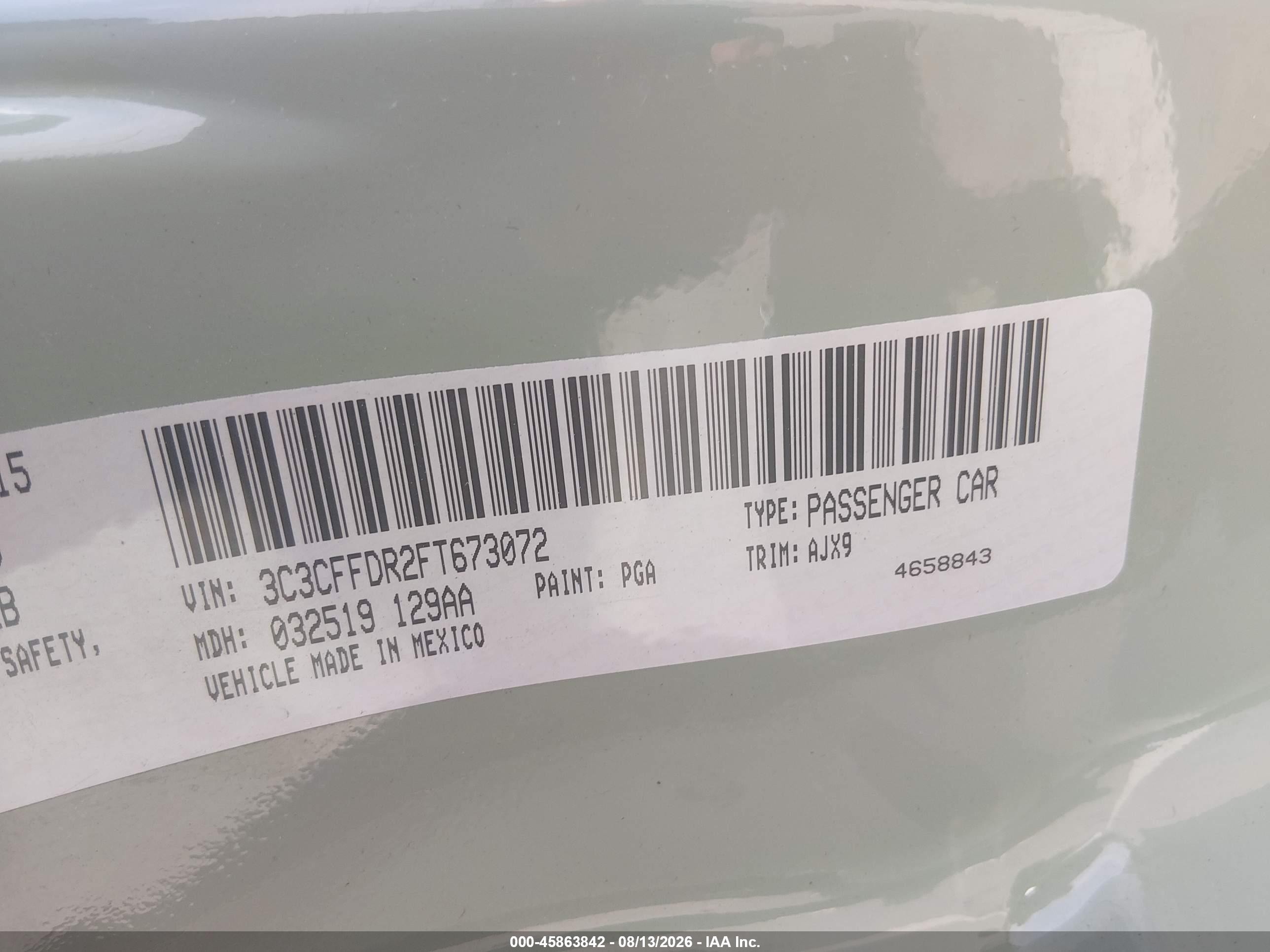 2015 Fiat 500c Pop Green vin: 3C3CFFDR2FT673072