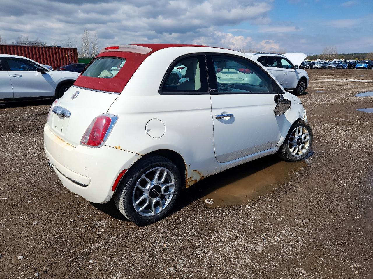 2012 Fiat 500 Pop White vin: 3C3CFFDR4CT130849