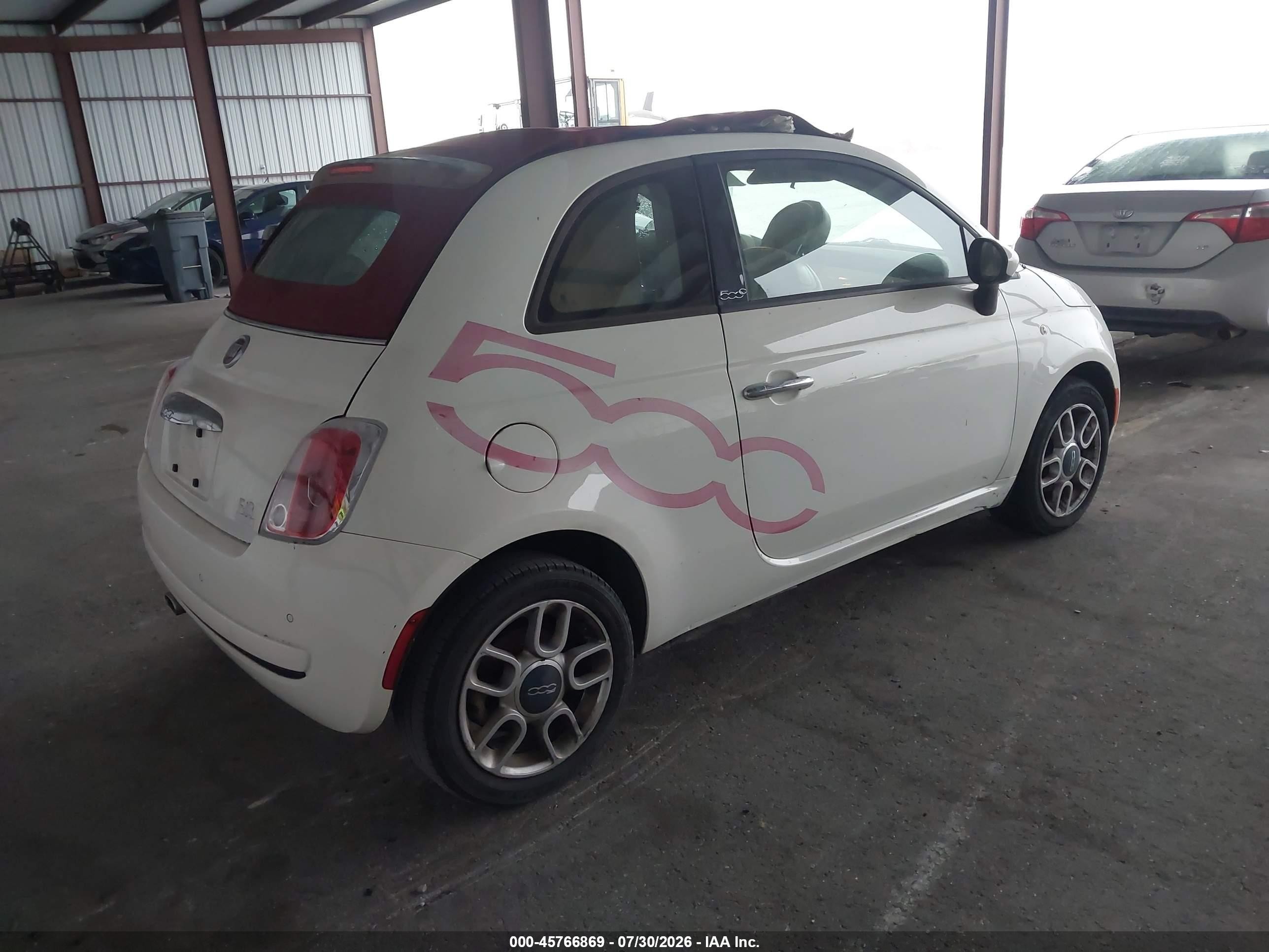 2013 Fiat 500c Pop White vin: 3C3CFFDR4DT709437