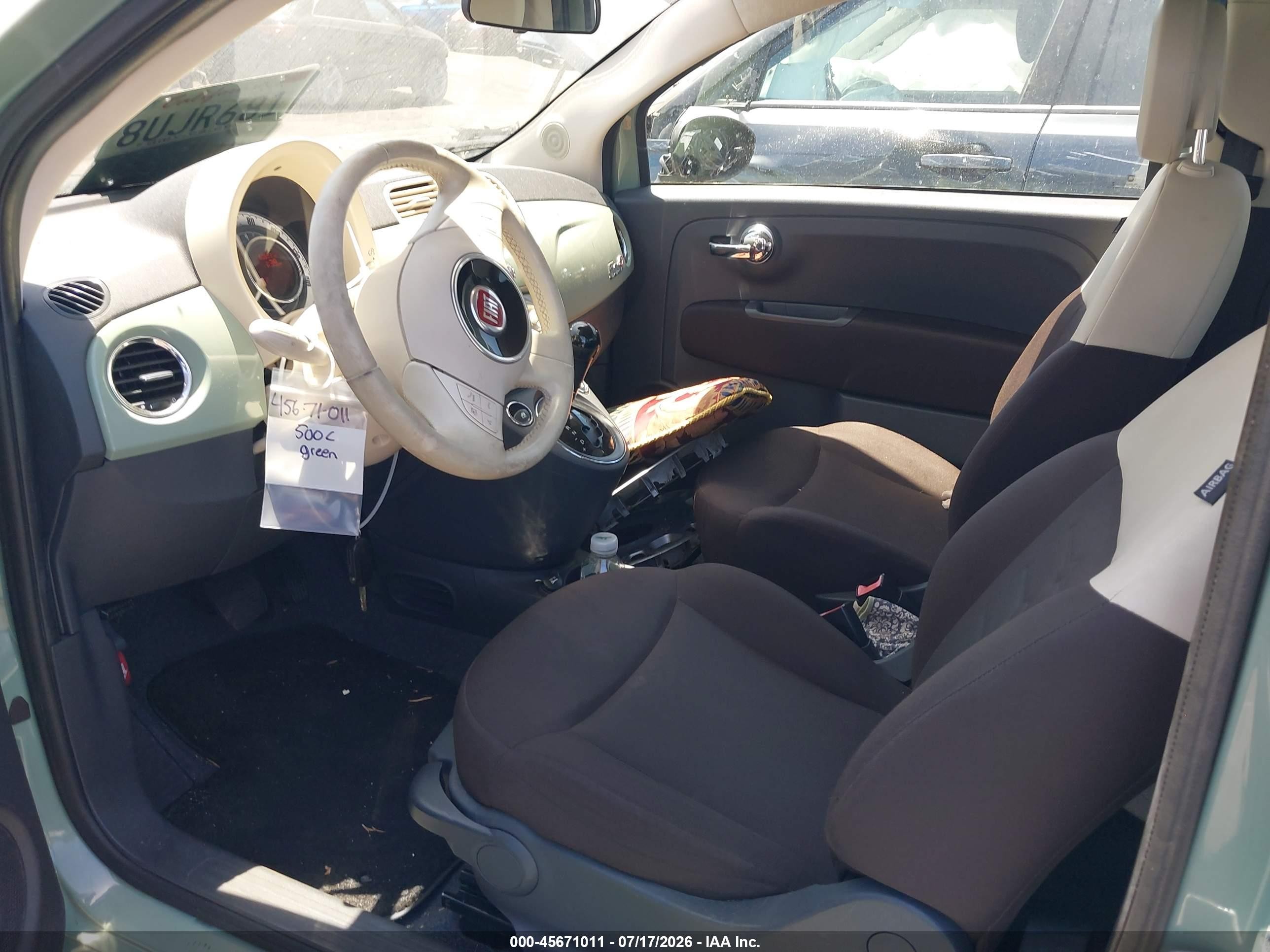2013 Fiat 500c Pop Green vin: 3C3CFFDR5DT748604