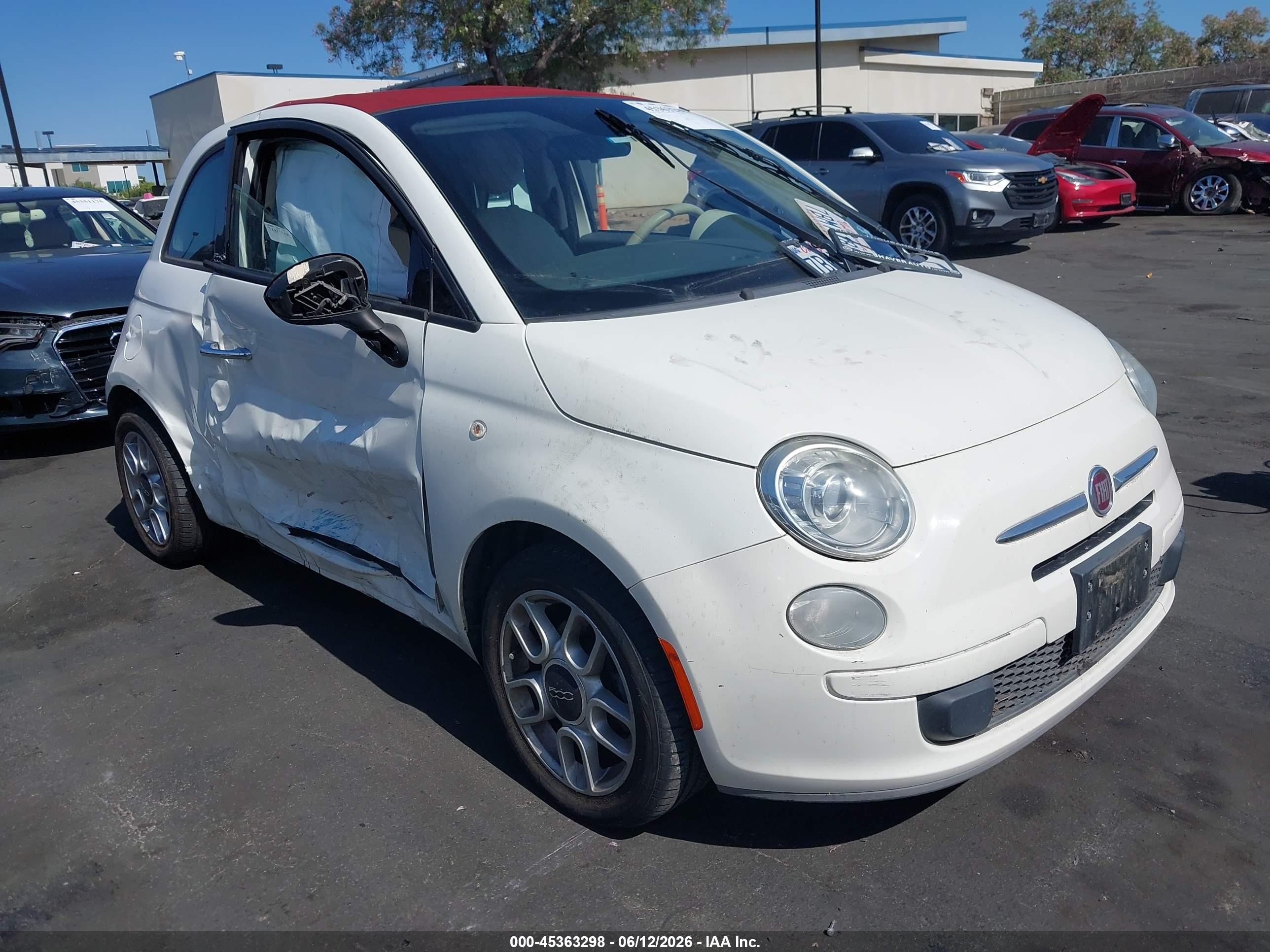 2013 Fiat 500c Pop White vin: 3C3CFFDR7DT698210